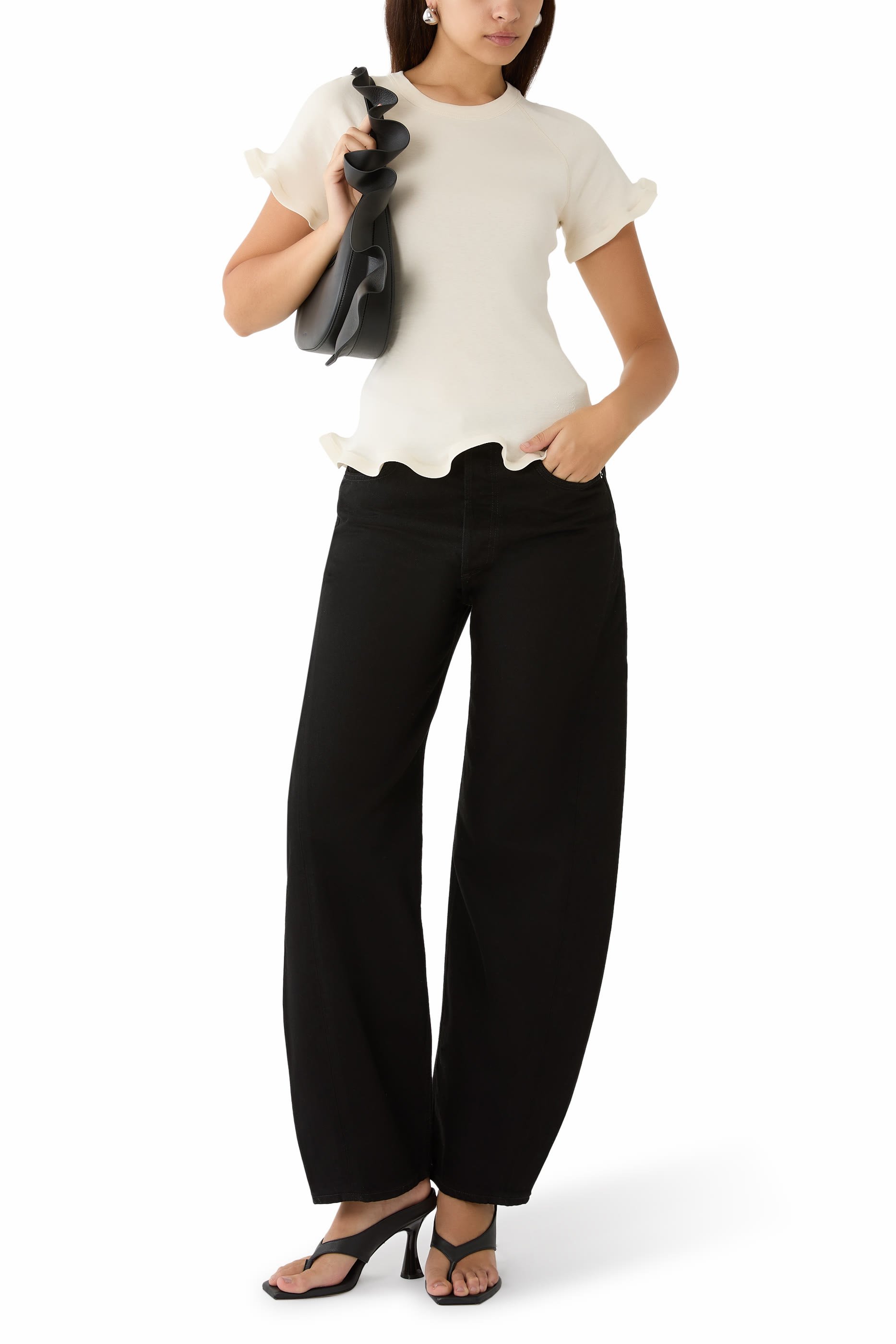 تيشيرت بتصميم مضلع مزين بكشكش