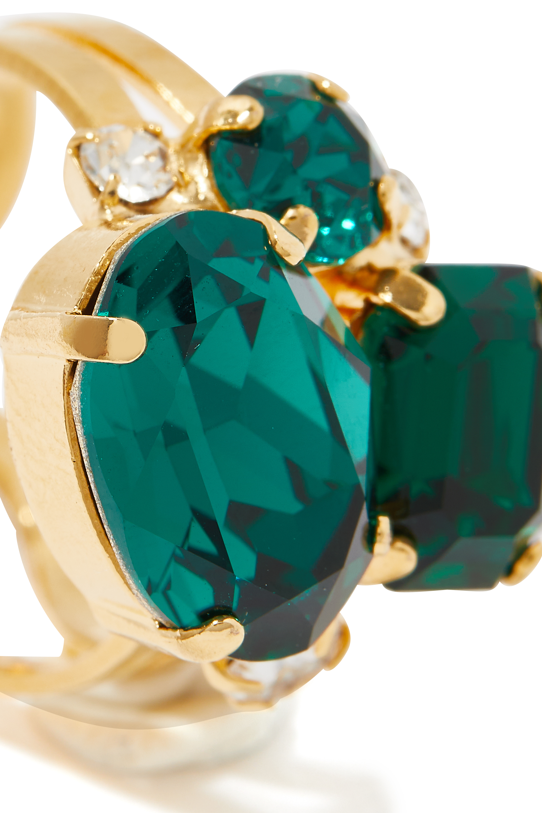 خاتم كارولينا صغير مرصع بكريستال سواروفسكي، طلاء بالروديوم وذهب عيار 18