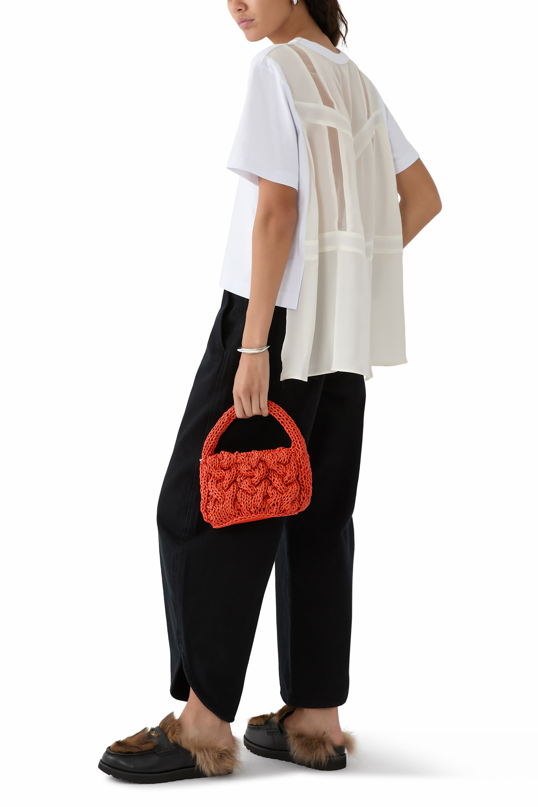 تيشيرت مزيج قطن جيرسيه ونايلون تويل