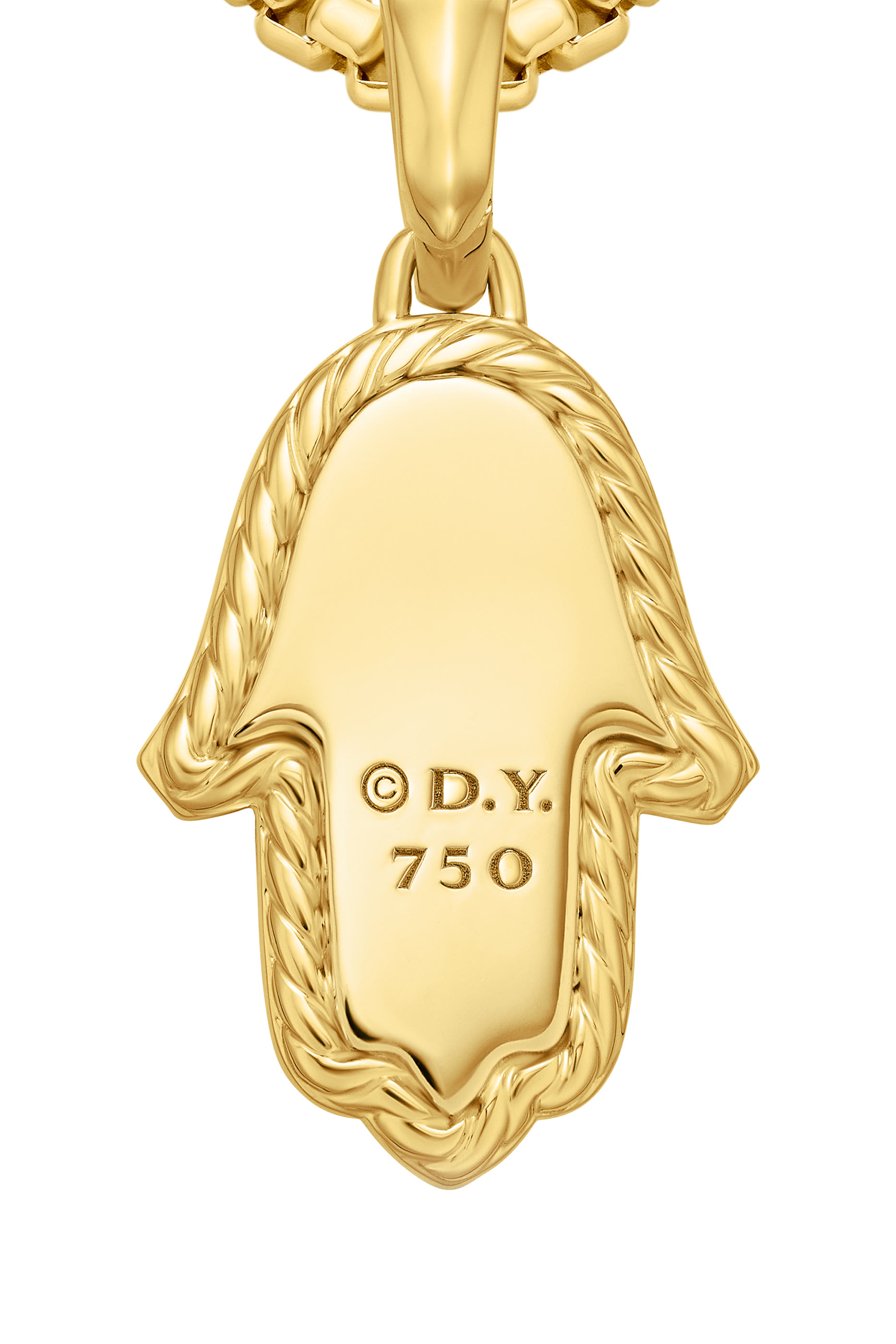 دلاية بتصميم كف مرصعة بالياقوت الأزرق والماس، ذهب أصفر عيار 18