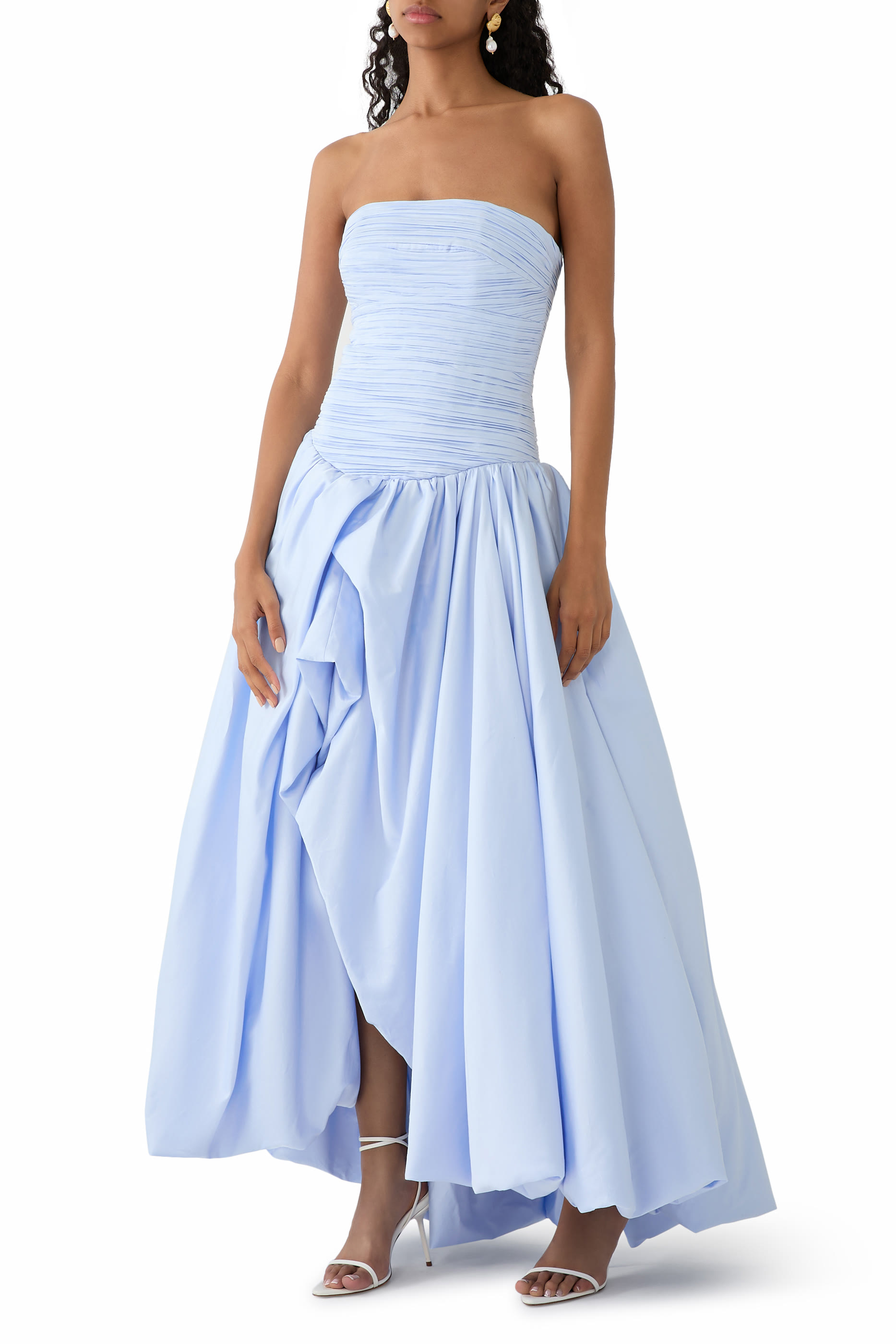 فستان فيوليت طويل بحافة منفوخة