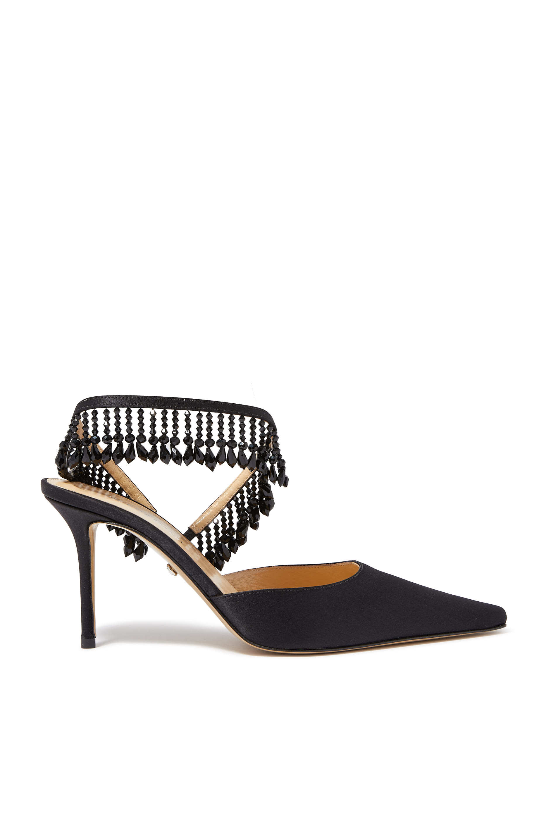 حذاء كلاسيكي 85 بشرابات ساتان مرصع بكريستال