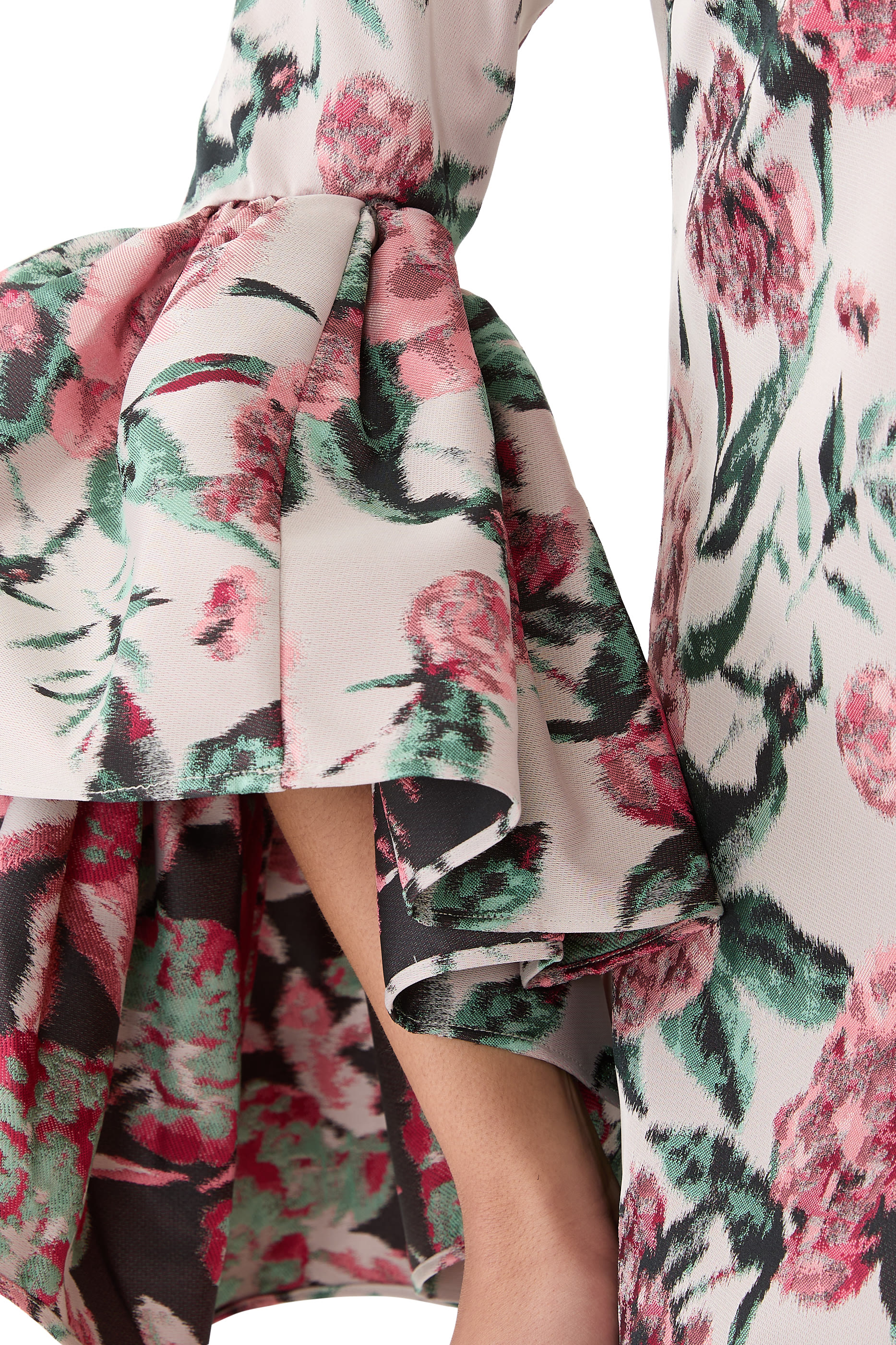 فستان متوسط الطول بنقشة زهور