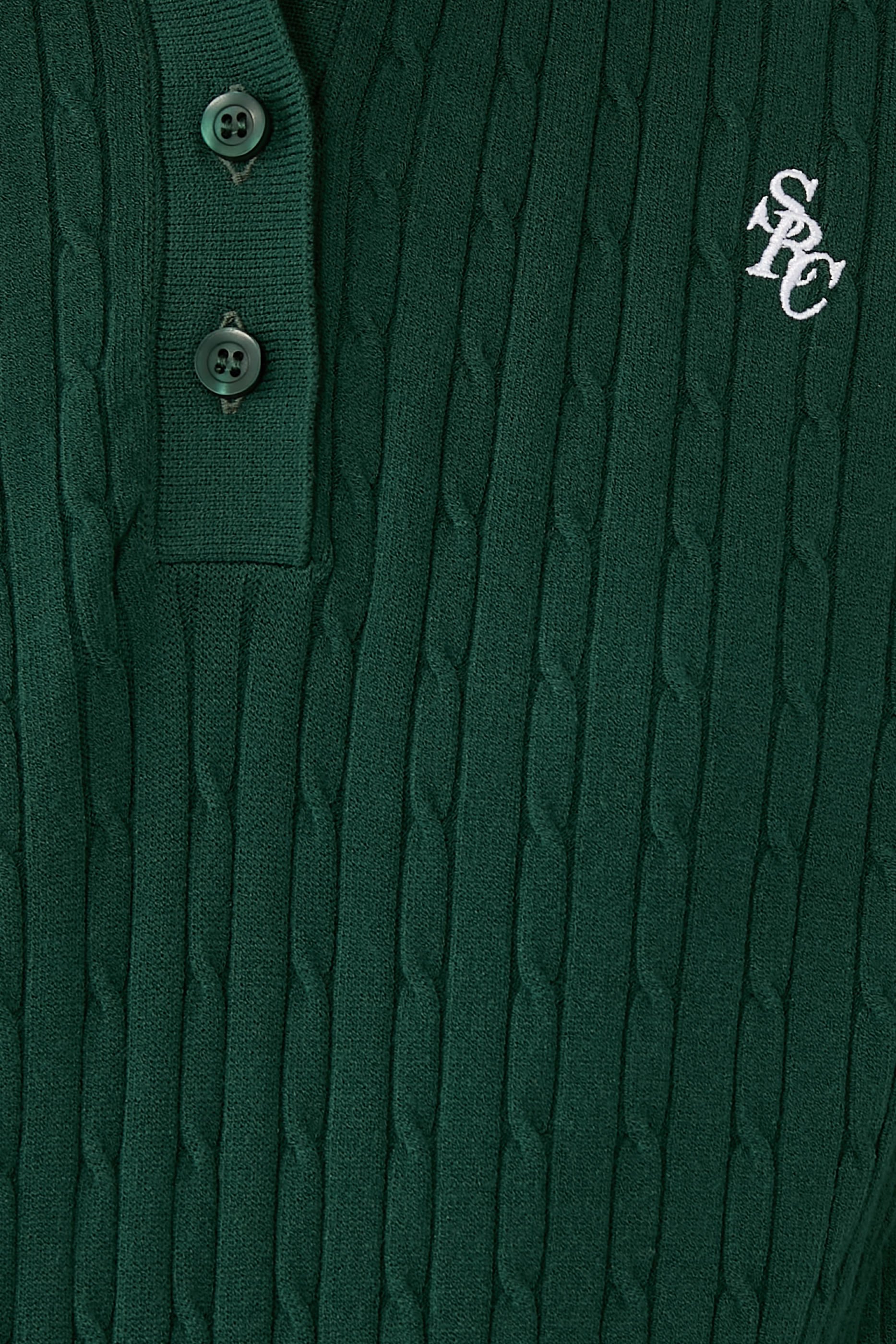 قميص بولو بأكمام طويلة وغرزة الضفيرة بشعار الماركة 