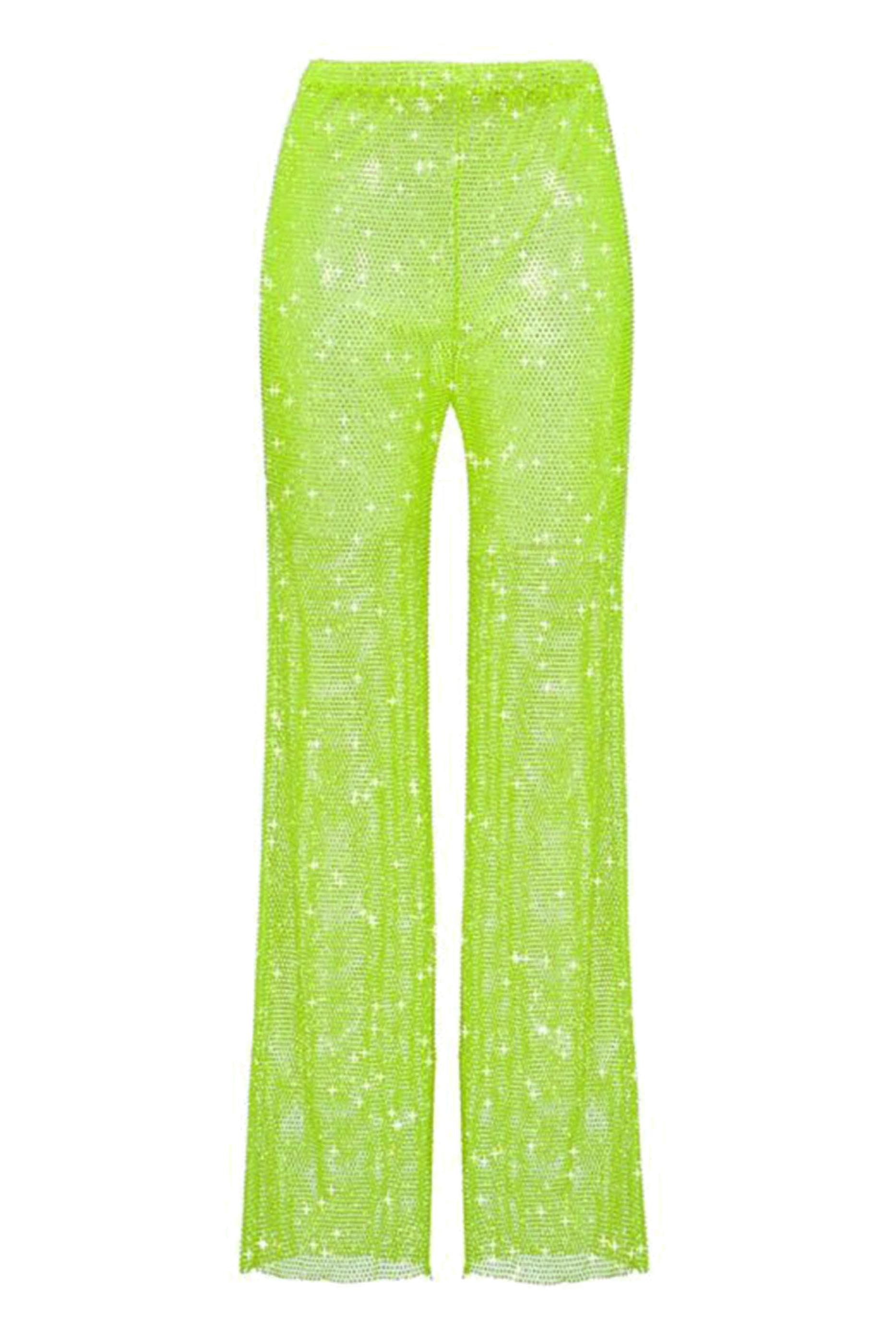 بنطال مرصع بأحجار الراين قماش شبكي