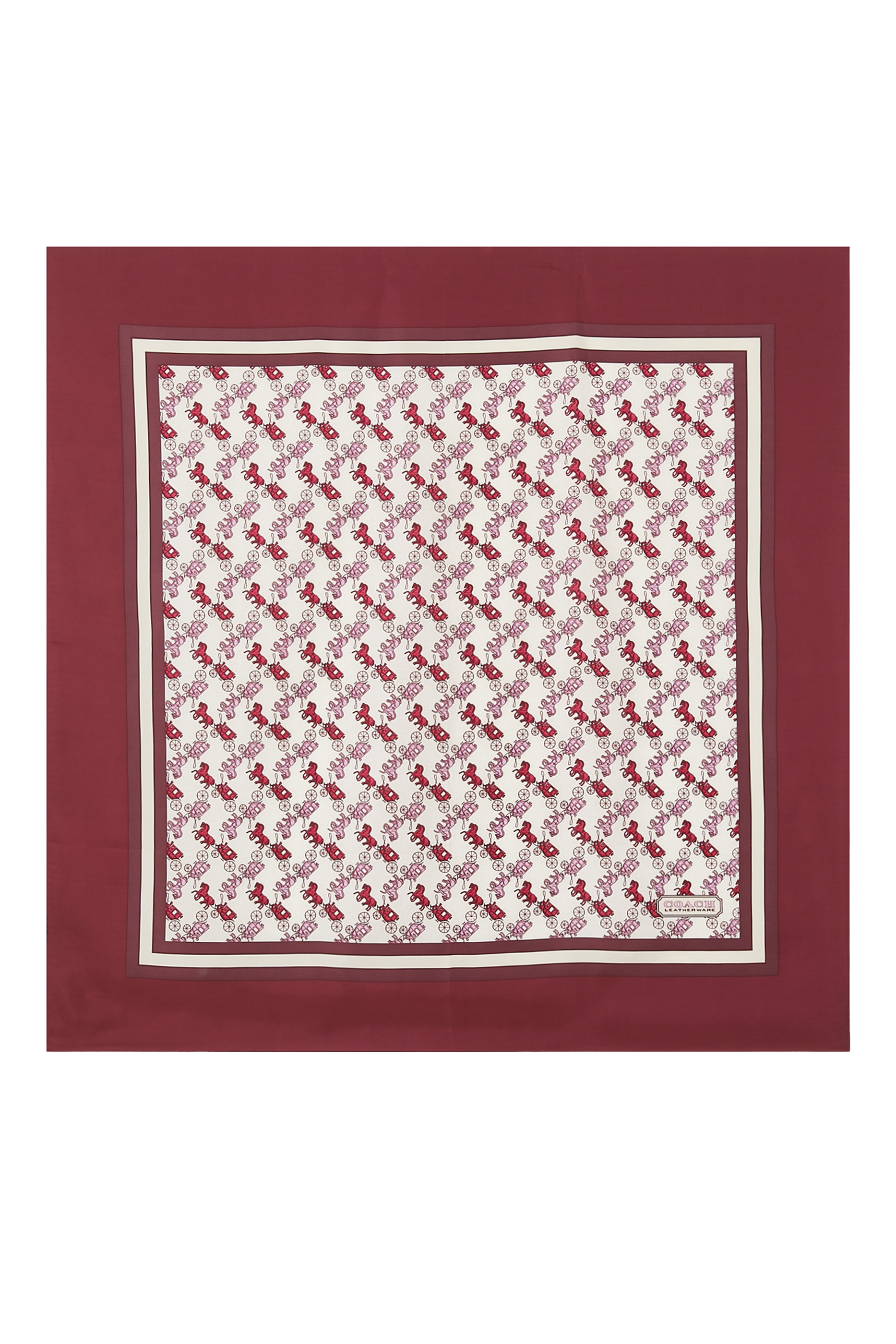 وشاح مربع بطبعة حصان وعربة حرير