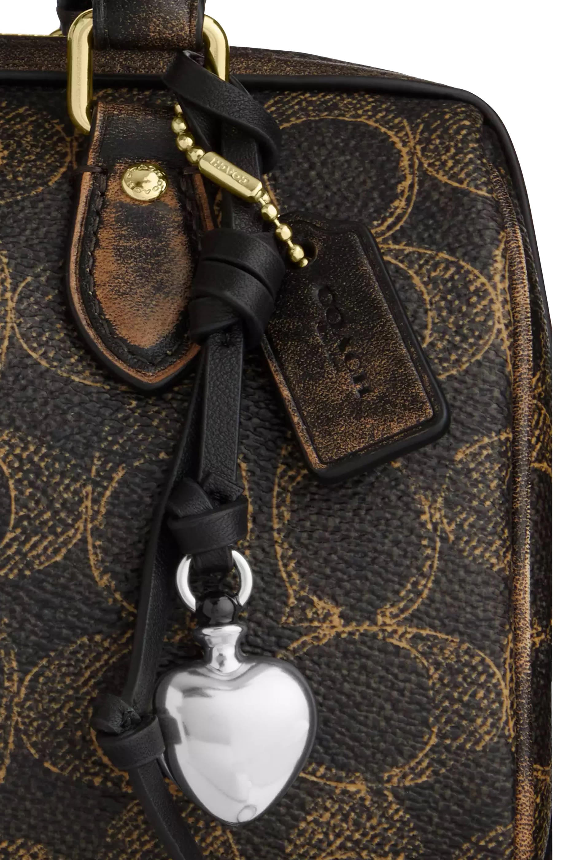 حقيبة كروس روان صغيرة قنب بنقشة شعار الماركة بتصميم قلوب مزينة بحلية