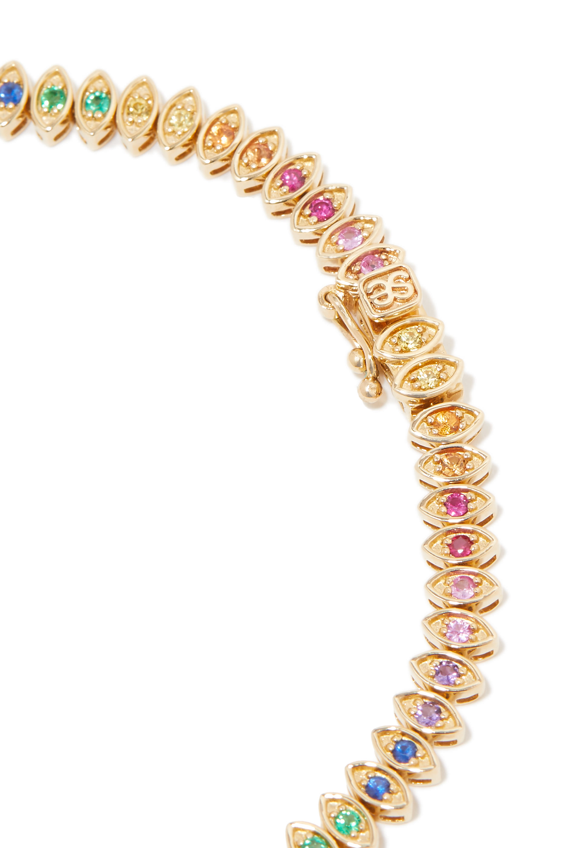 سوار تنس بحلية عين الحسود مرصعة بأحجار ماركيز ملونة