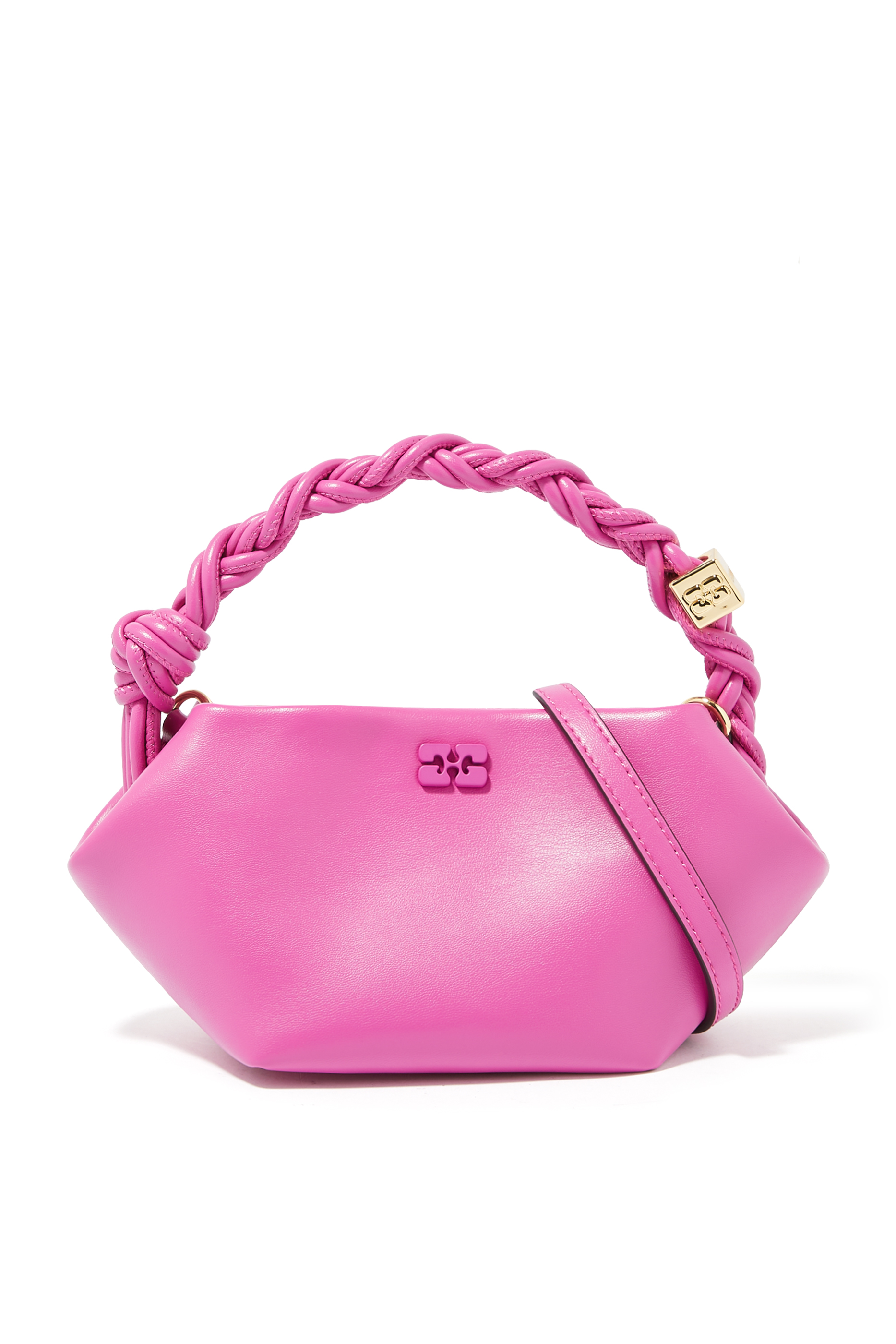 حقيبة يد بو ناعمة صغيرة بيد مجدولة