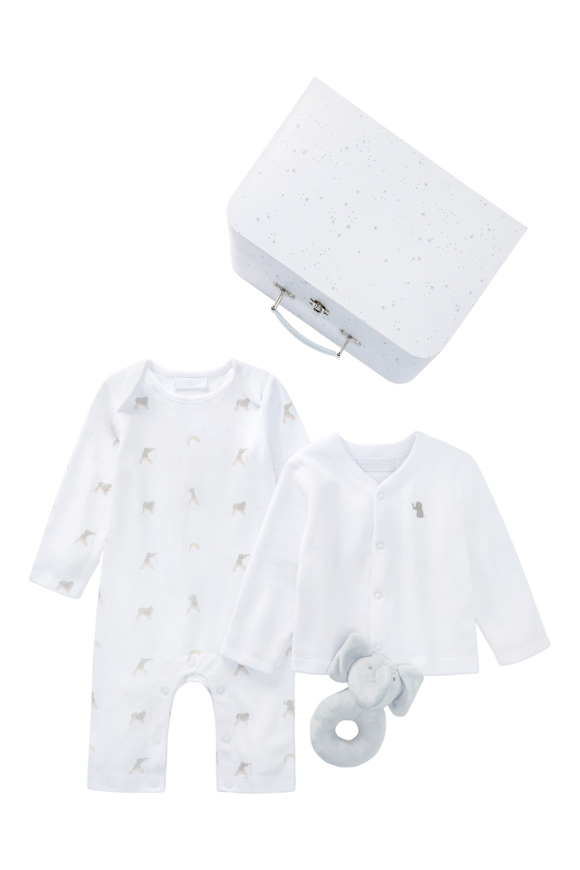 طقم هدية بنقشة فيل صغير قطن عضوي للأطفال