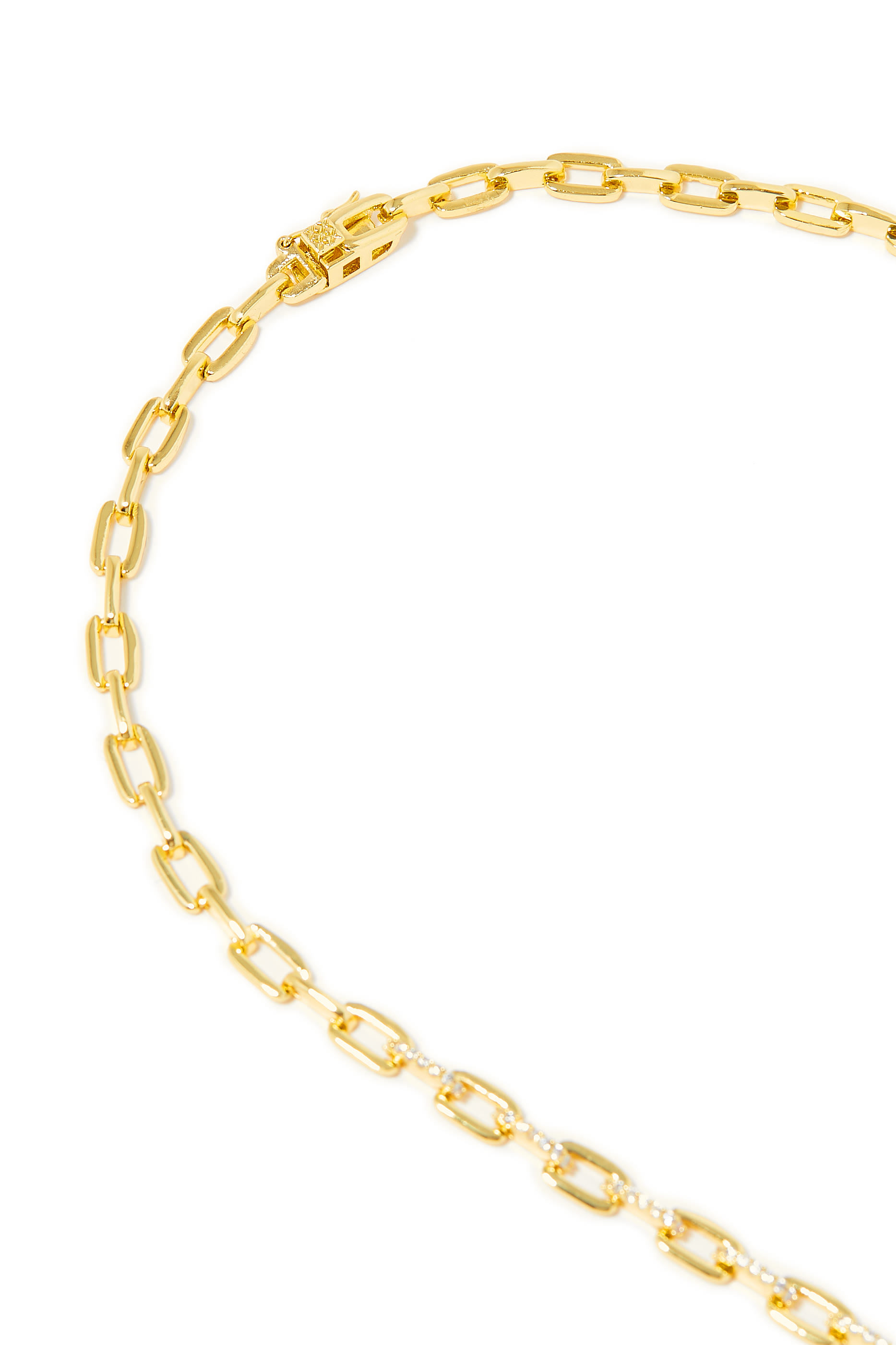 قلادة بسلسلة مرصعة بأحجار زركونيا مكعبة، نحاس مطلي بالذهب