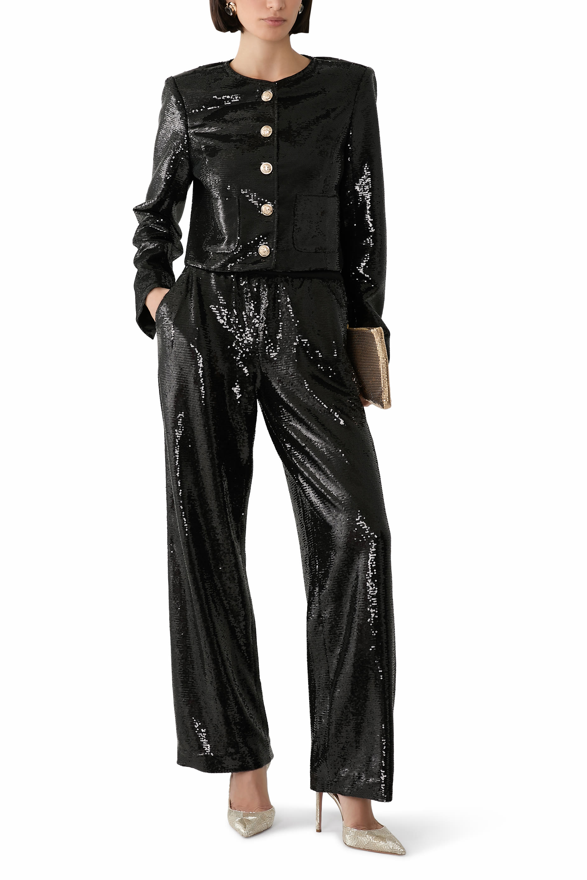 بنطال كارغو ميلي مزين بترتر