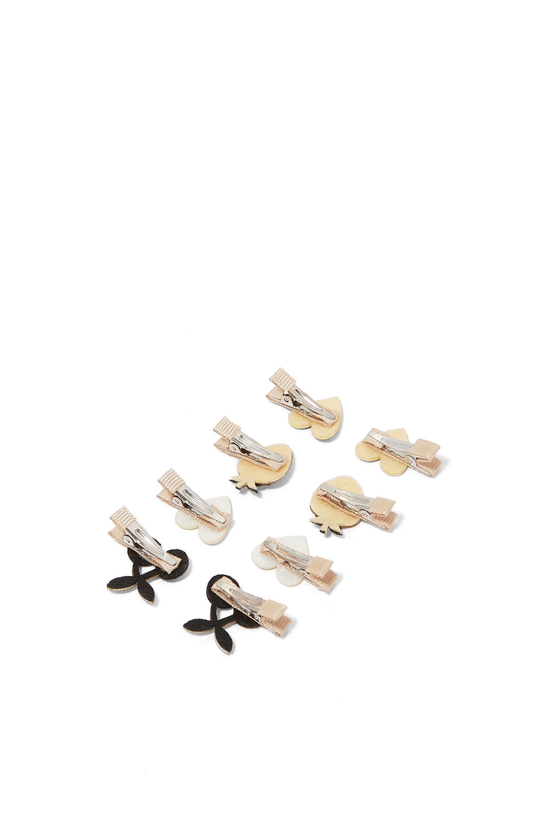 طقم مشابك شعر بتصميم فواكه وقلوب للأطفال، 8 قطع