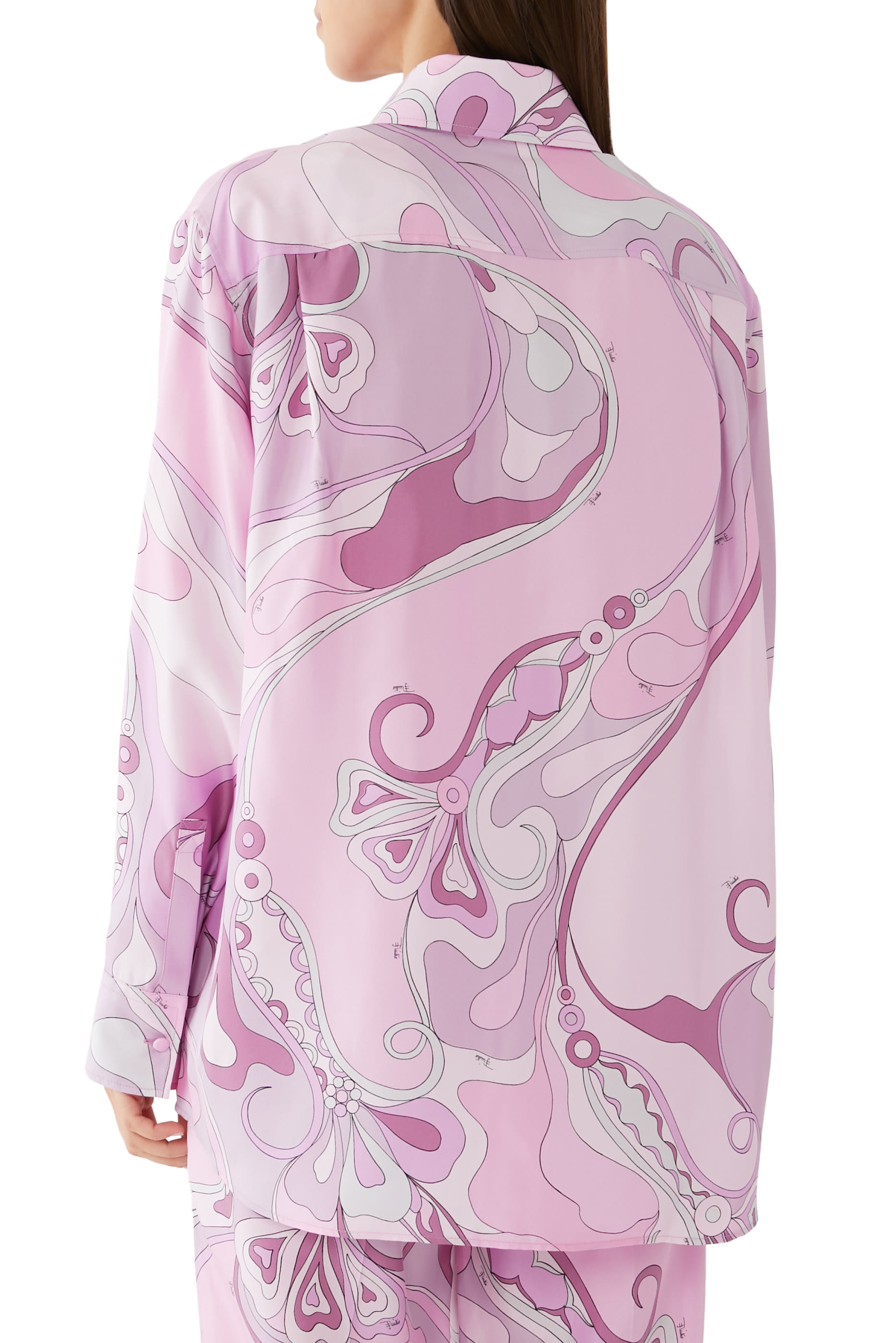 قميص بطبعة اوركيدي حرير تويل