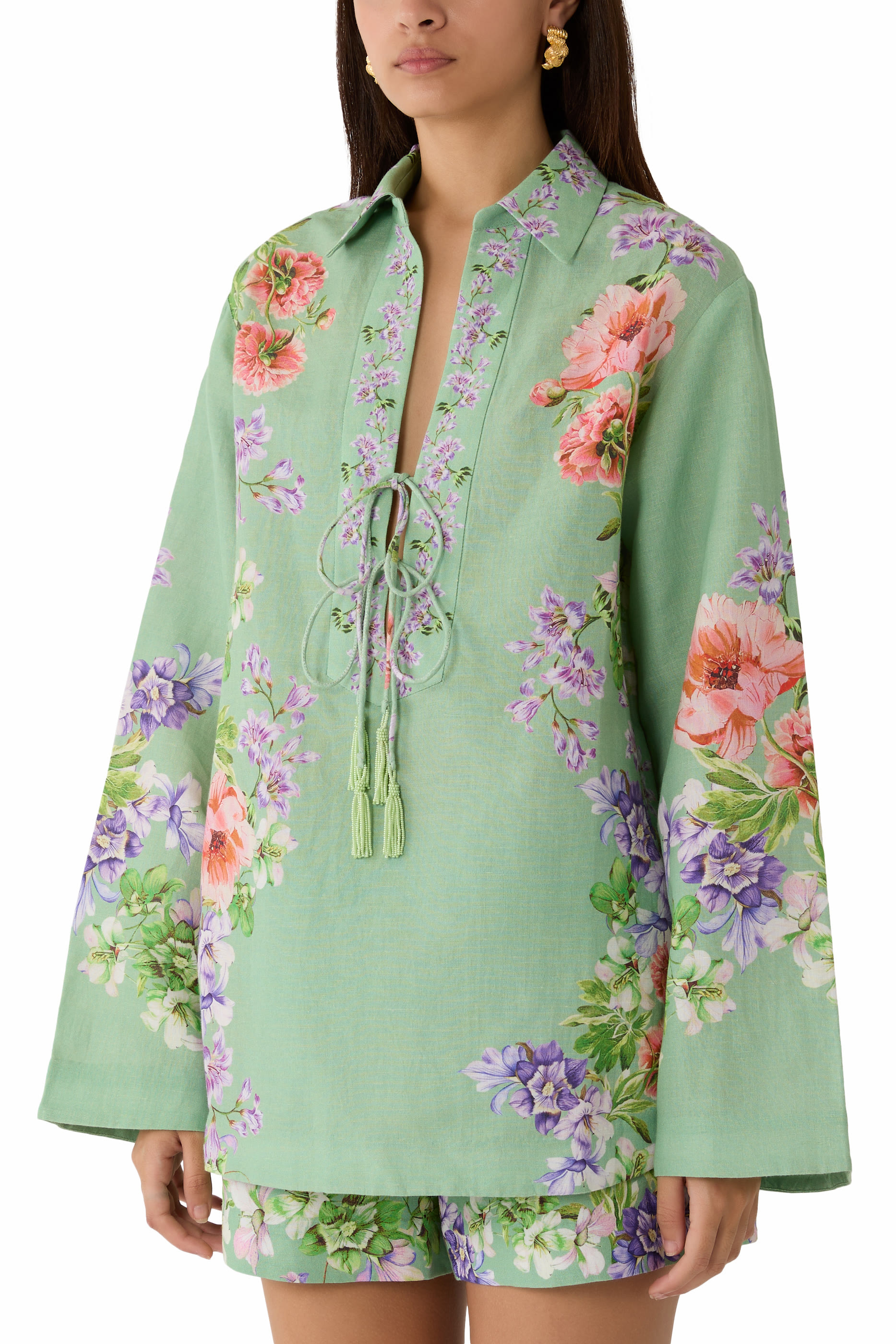 تونيك بياقة وأكتاف منخفضة