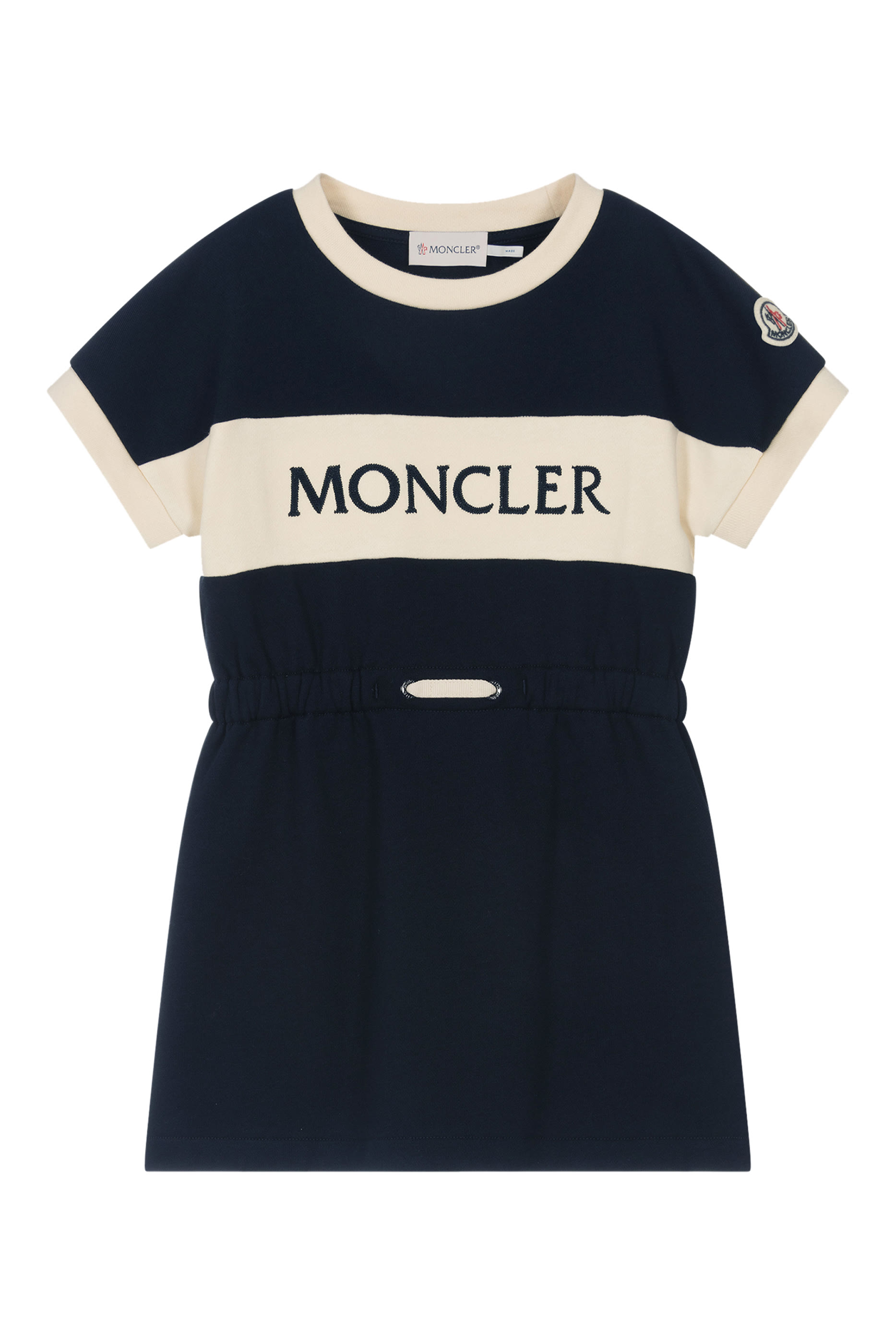 فستان للأطفال بطبعة شعار الماركة وأكمام قصيرة