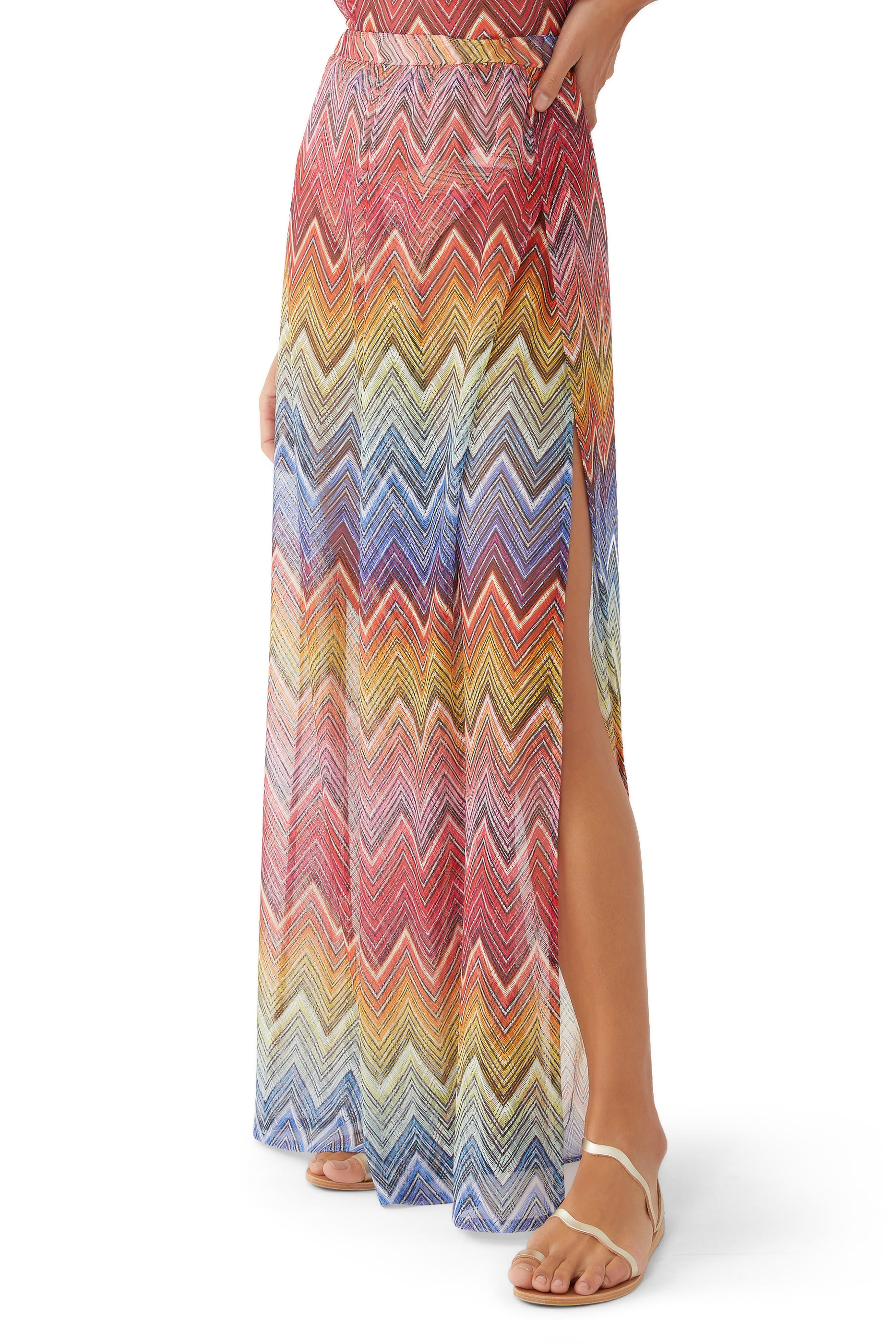 بنطال ماري بقصة ساق واسعة نسيج كروشيه