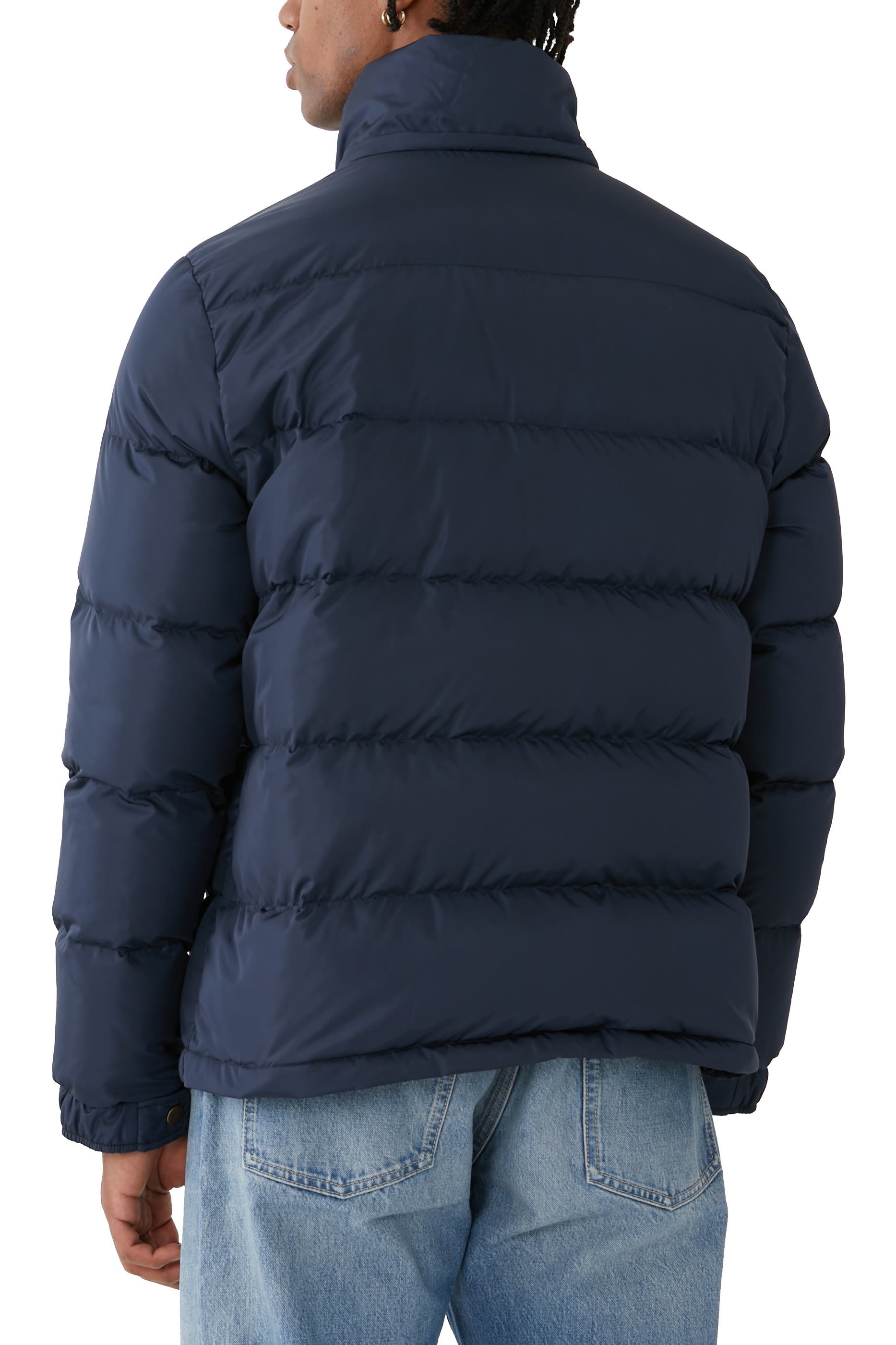 جاكيت مبطن بغطاء للرأس ورقعة شعار الماركة نايلون