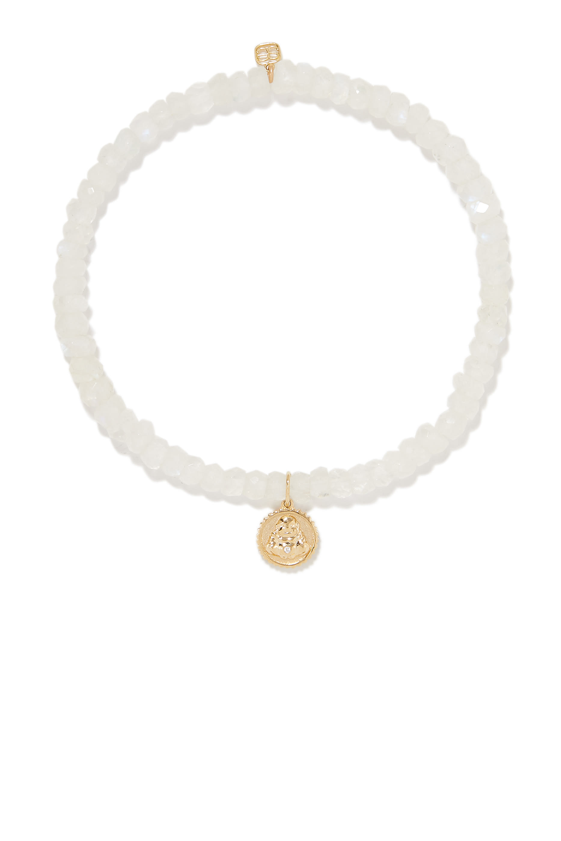 سوار رفيع بحلية عملية معدنية بتصميم بوذا مرصع بالماس وبريهنيت ذهب عيار 14