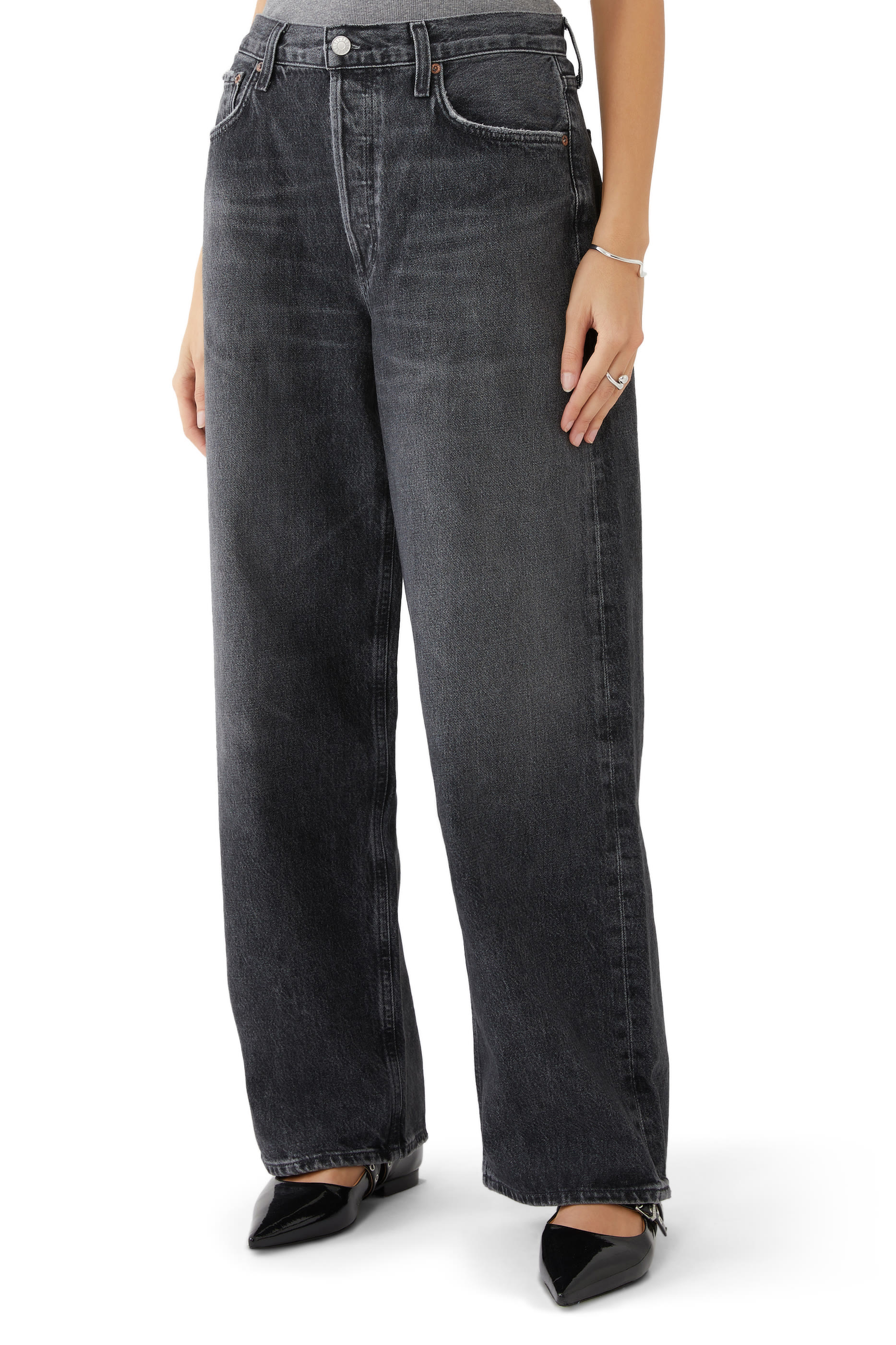 بنطال جينز فضفاض بخصر منخفض