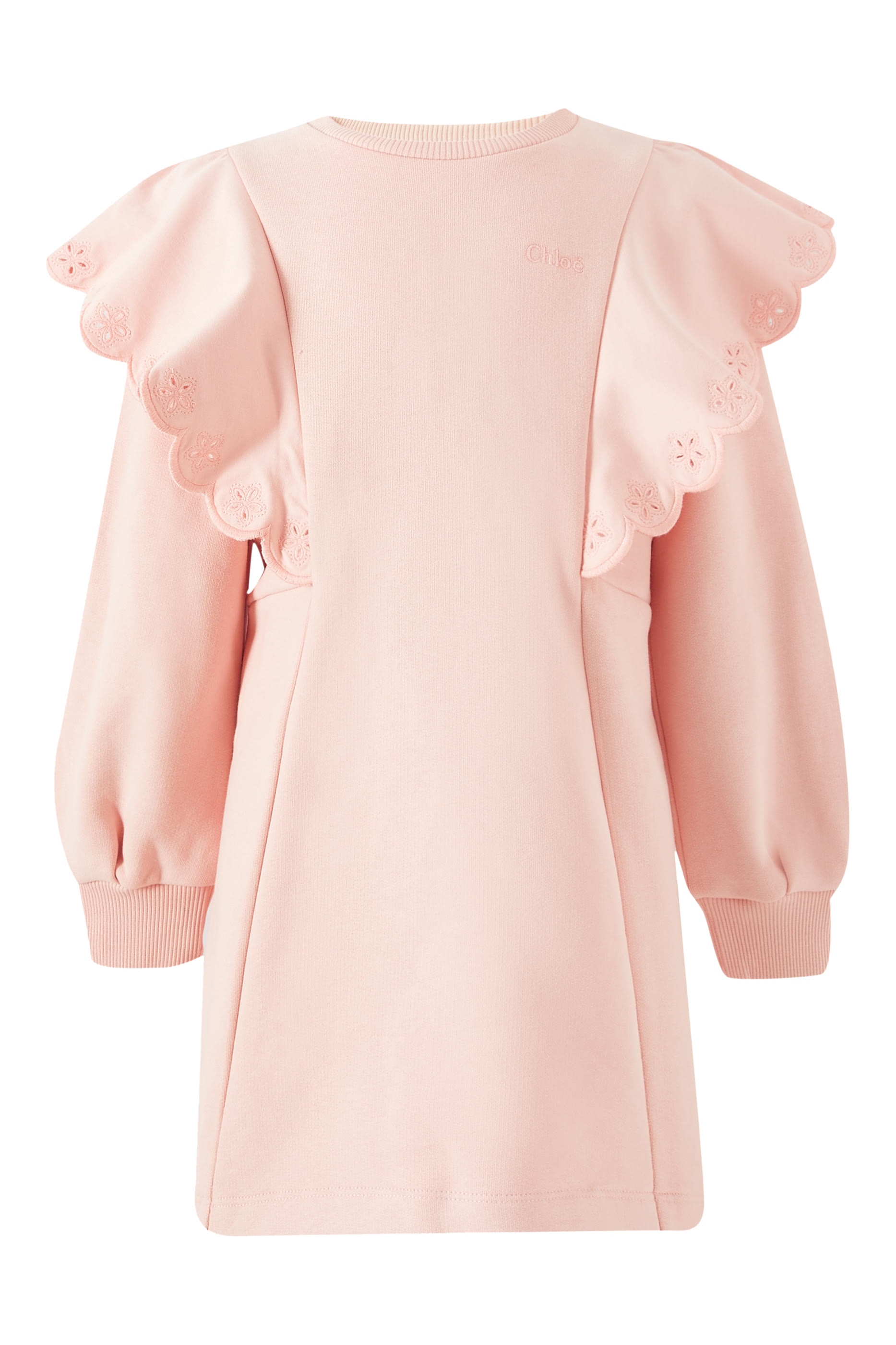 فستان بتطريزات زهور وشعار الماركة للأطفال