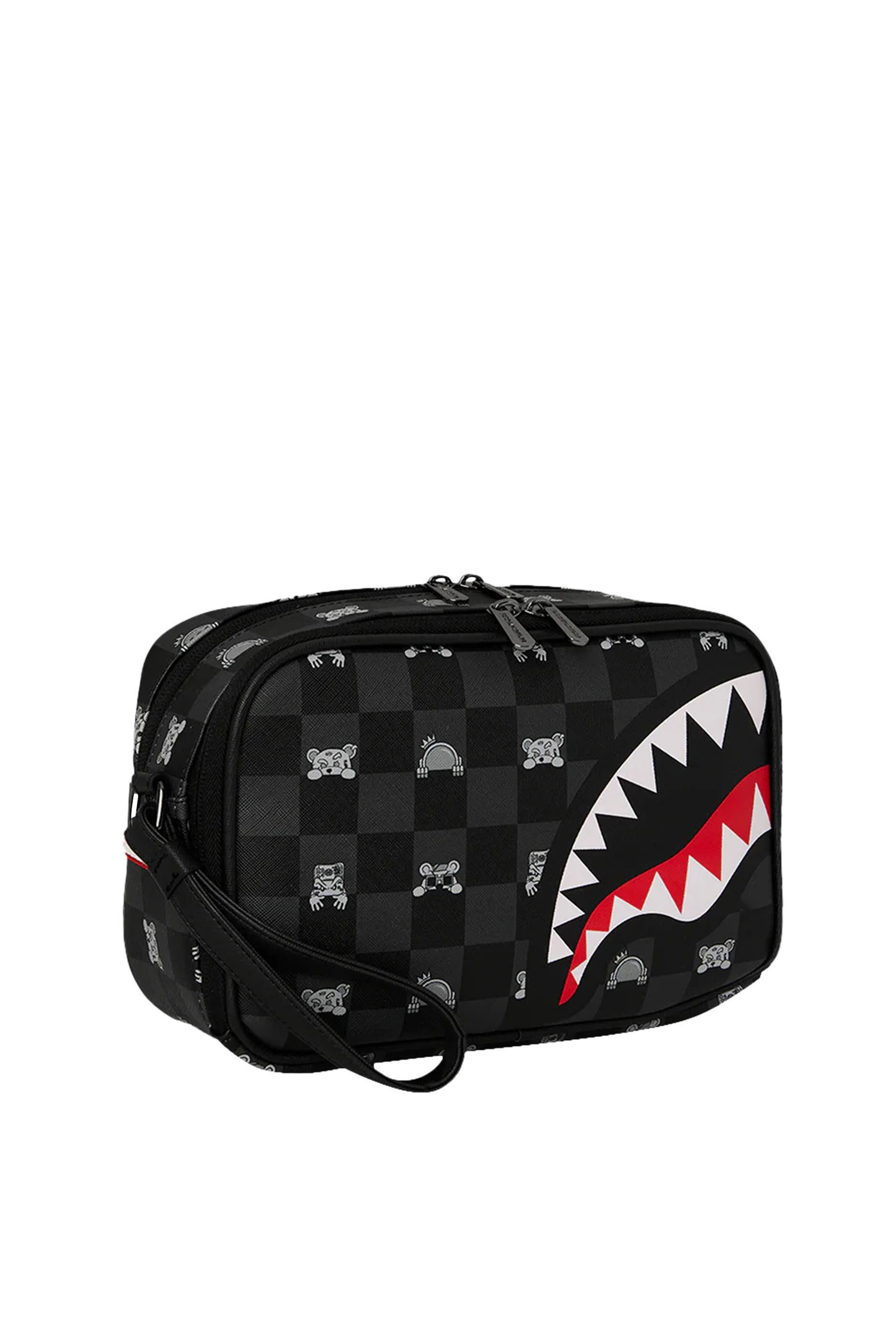 حقيبة مستحضرات عناية بنقشة مربعات مع شخصية مرِحة بارزة للأطفال