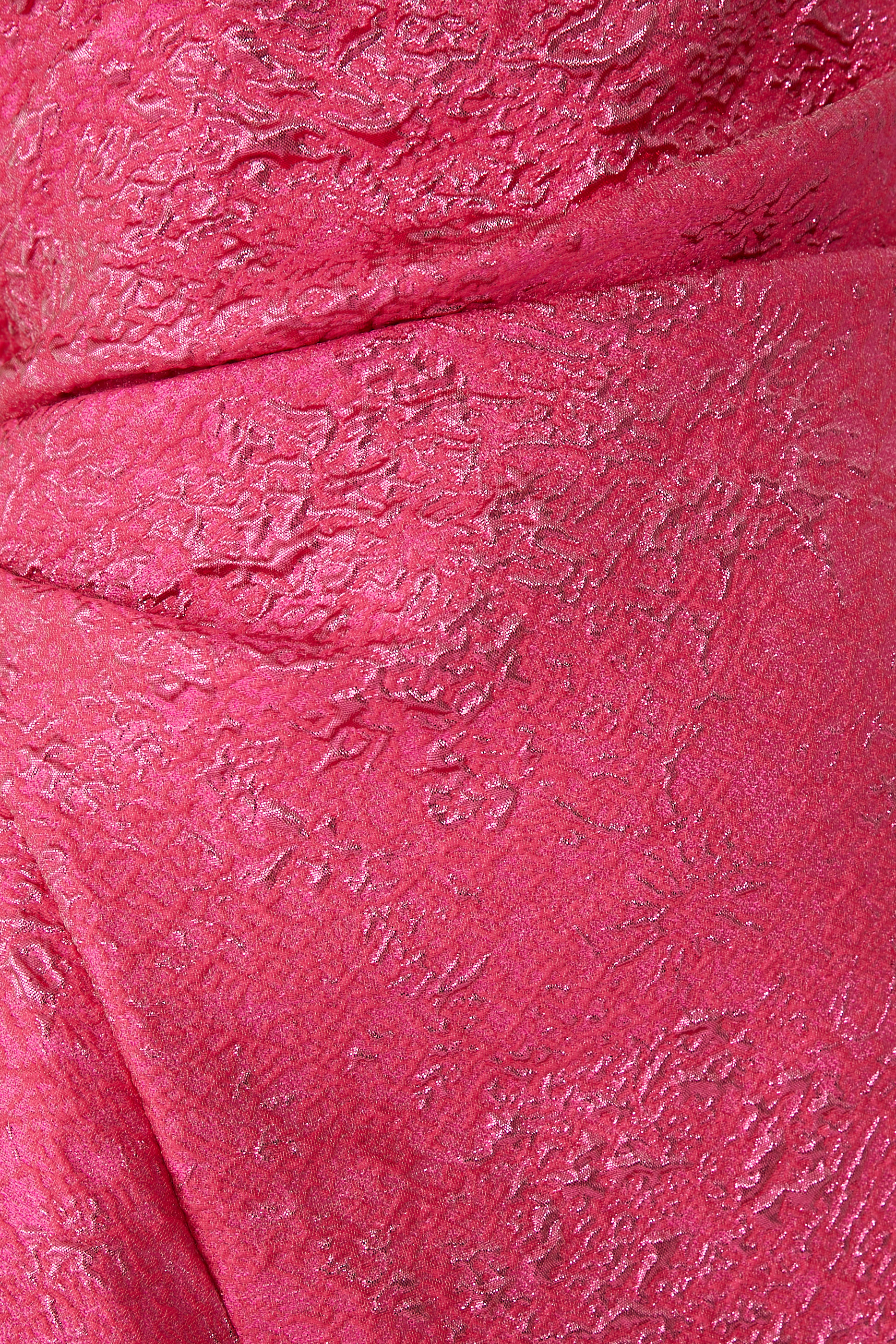 فستان سهرة بكشكش عند الجانب وكتف واحد جاكار