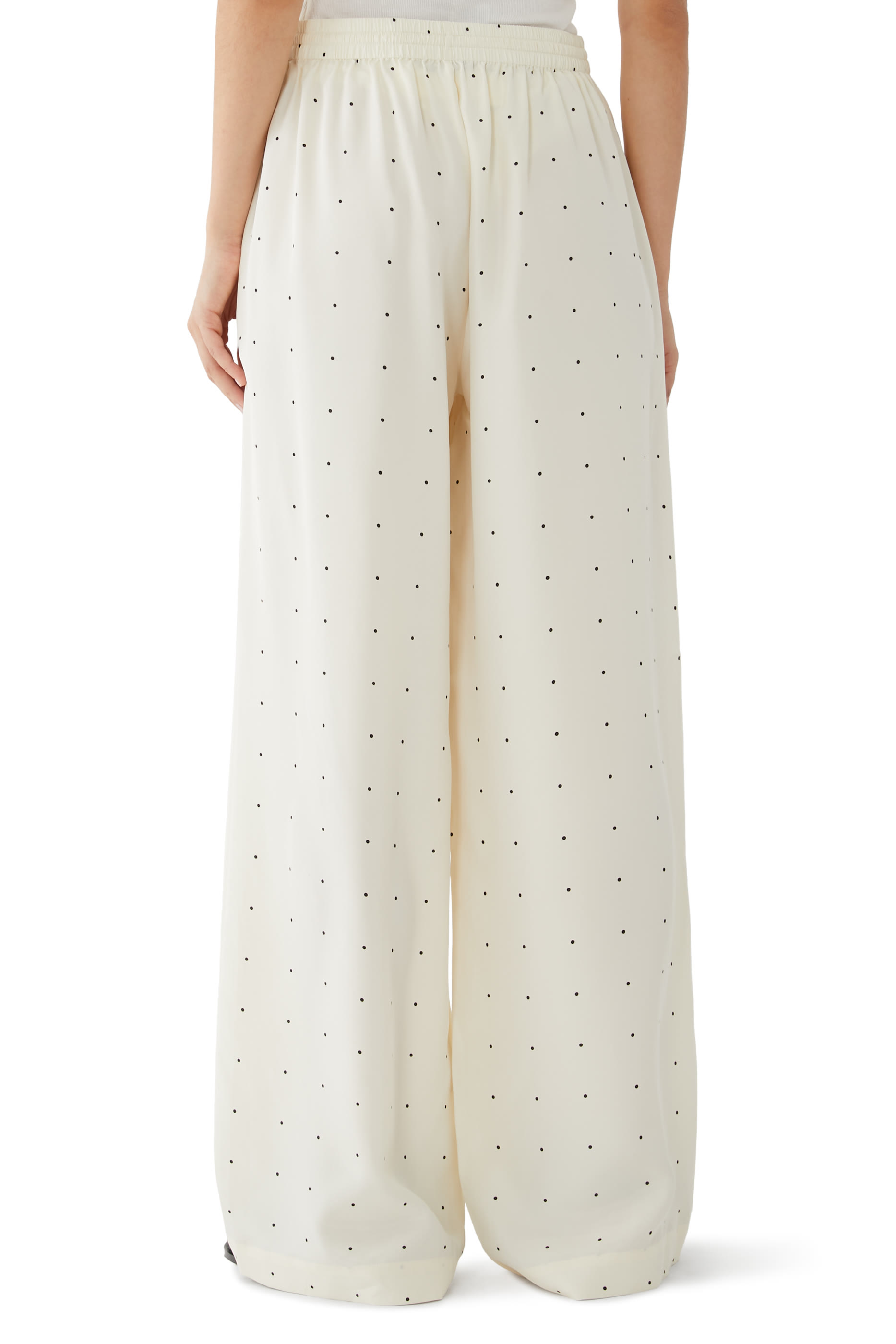 بنطال حرير منقط بقصة مريحة