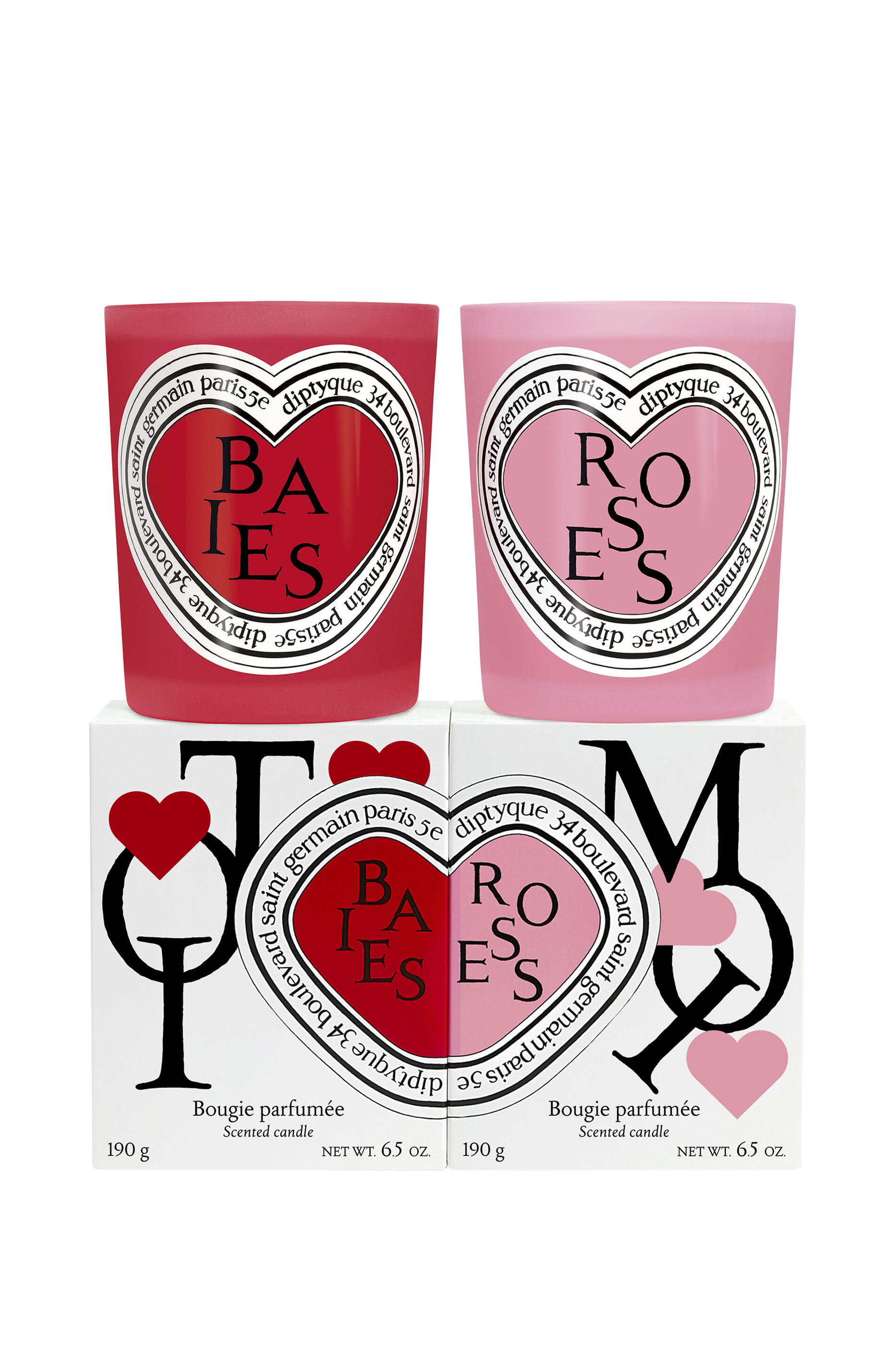 مجموعة هدية ثنائية شموع بايس وروزيس بإصدار محدود لعيد العشاق