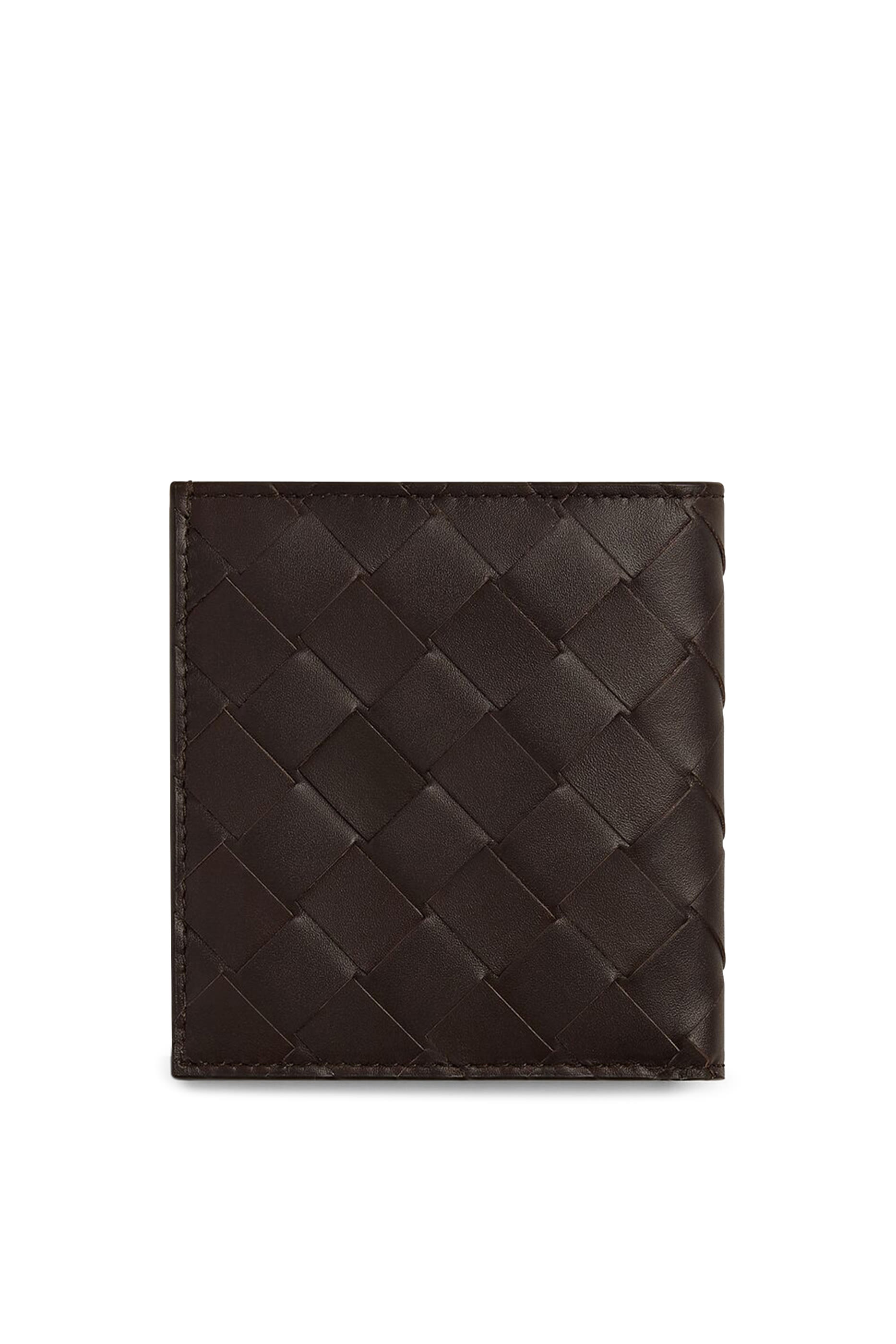 محفظة ثنائية الطيّ جلد مجدول بتصميم رفيع