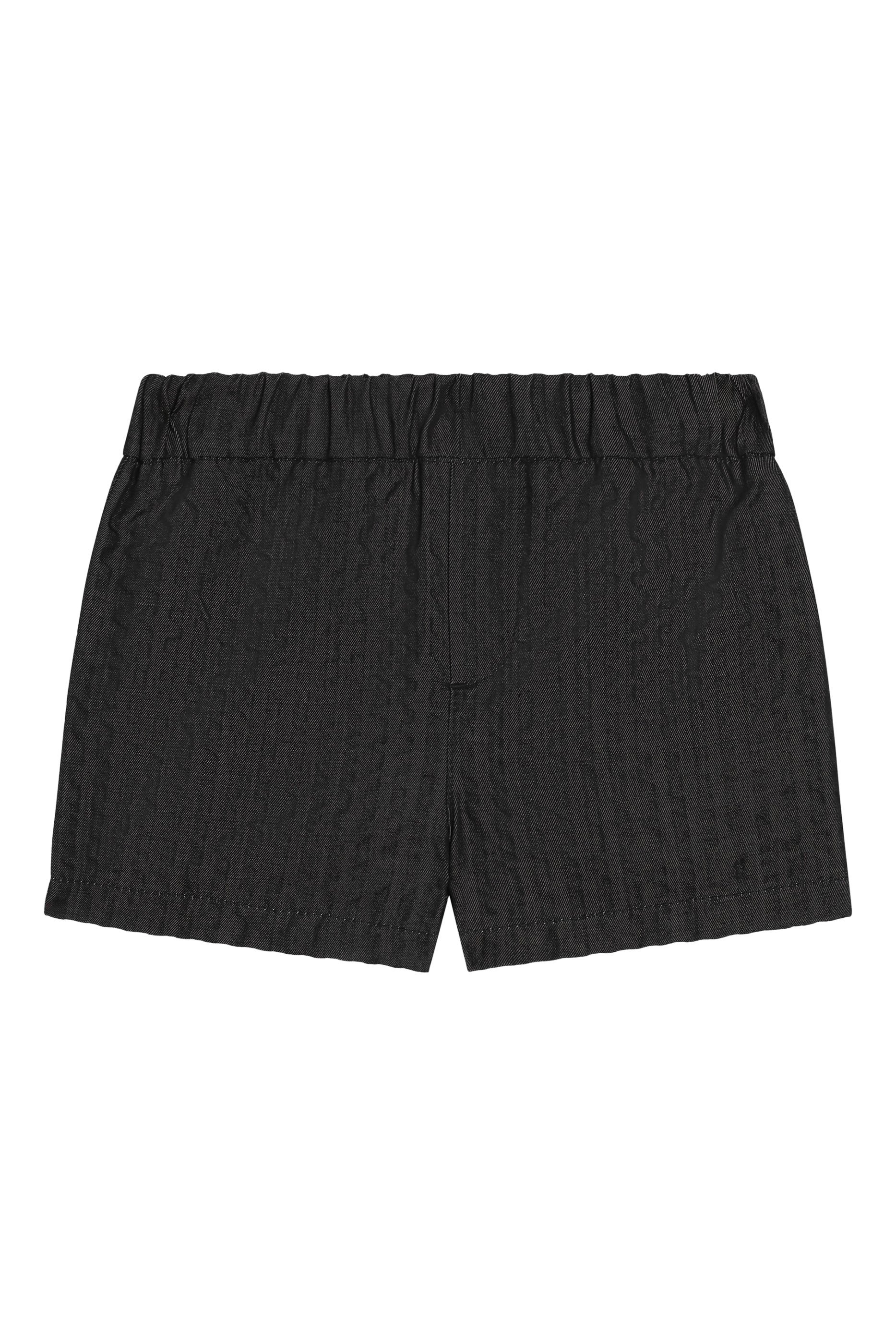 شورت برمودا دنيم بنقشة حرفي شعار الماركة للأطفال