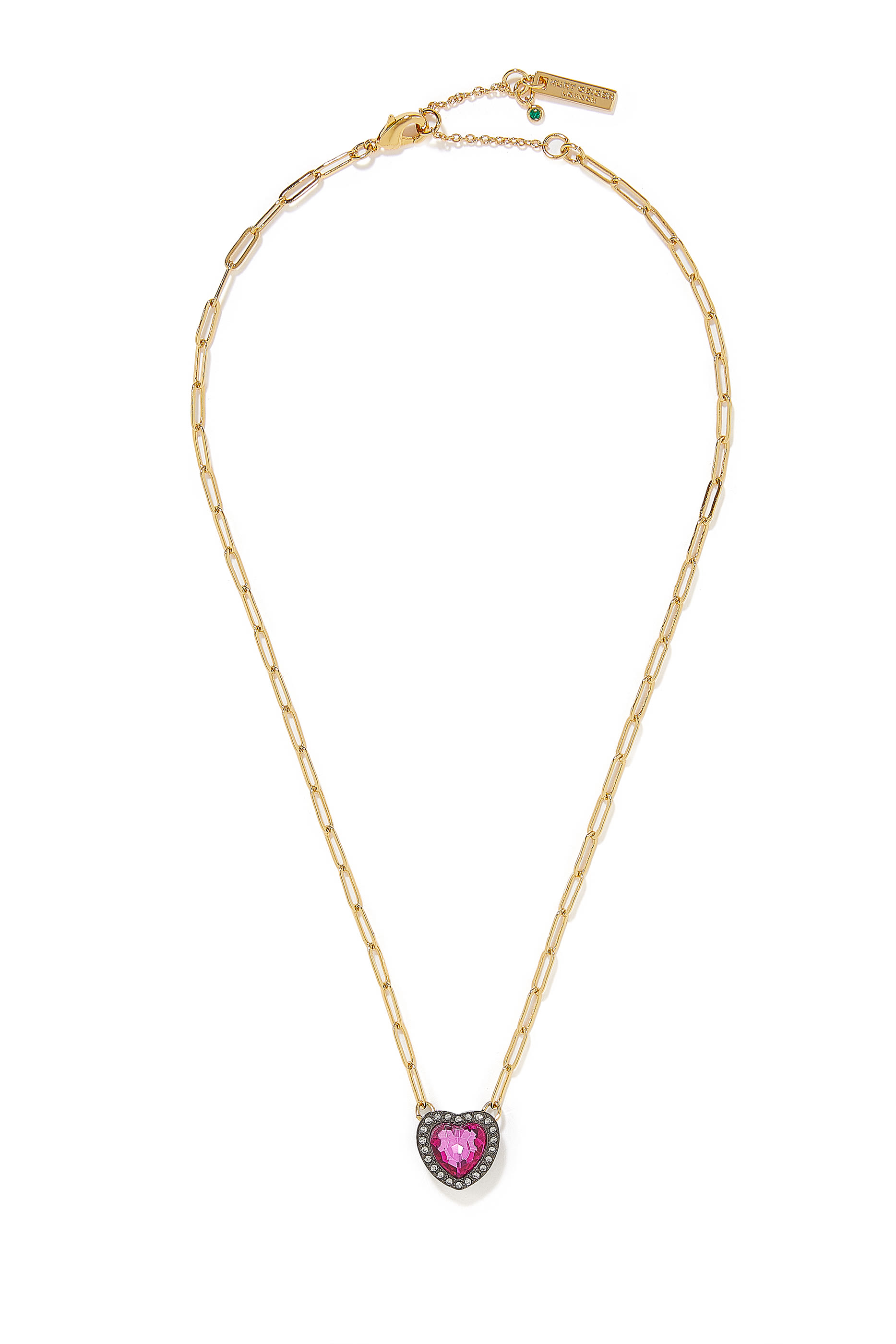 قلادة هالة بتصميم قلب مرصع بالماس معدن