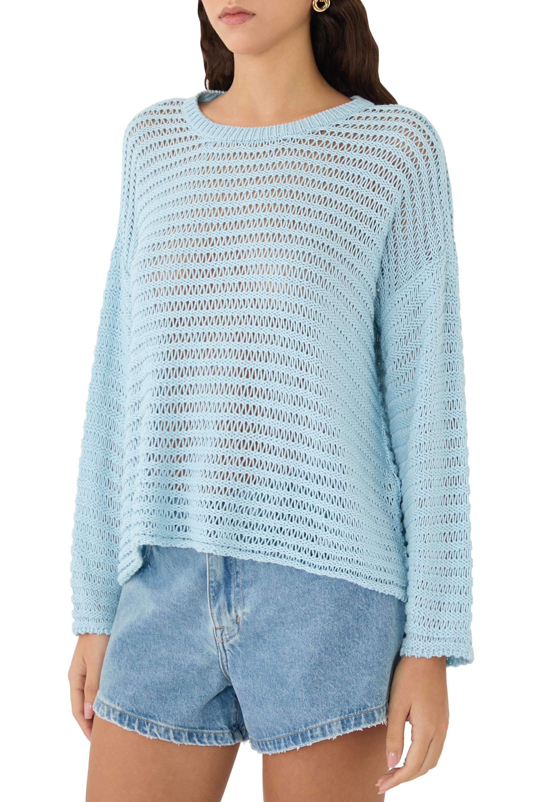 بلوزة بياقة ضيقة قطن بيروفي عضوي