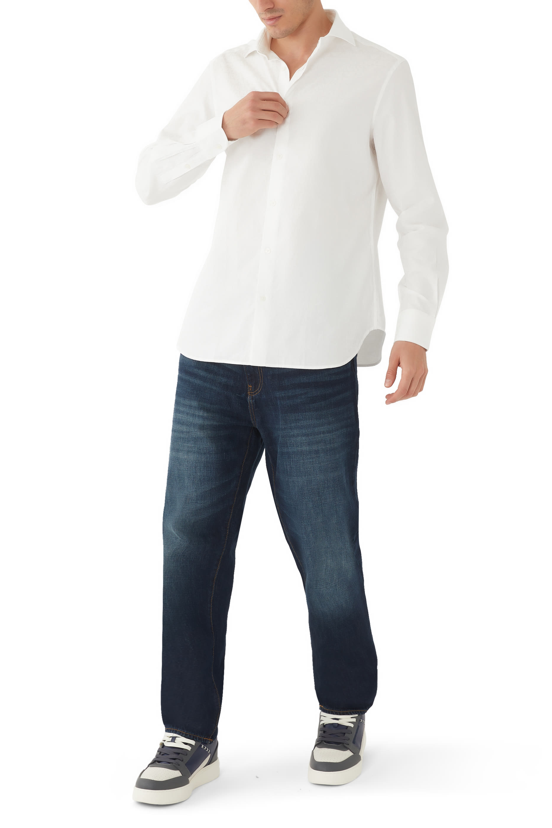 قميص مزين بنقشة شعار الماركة جاكار بالكامل