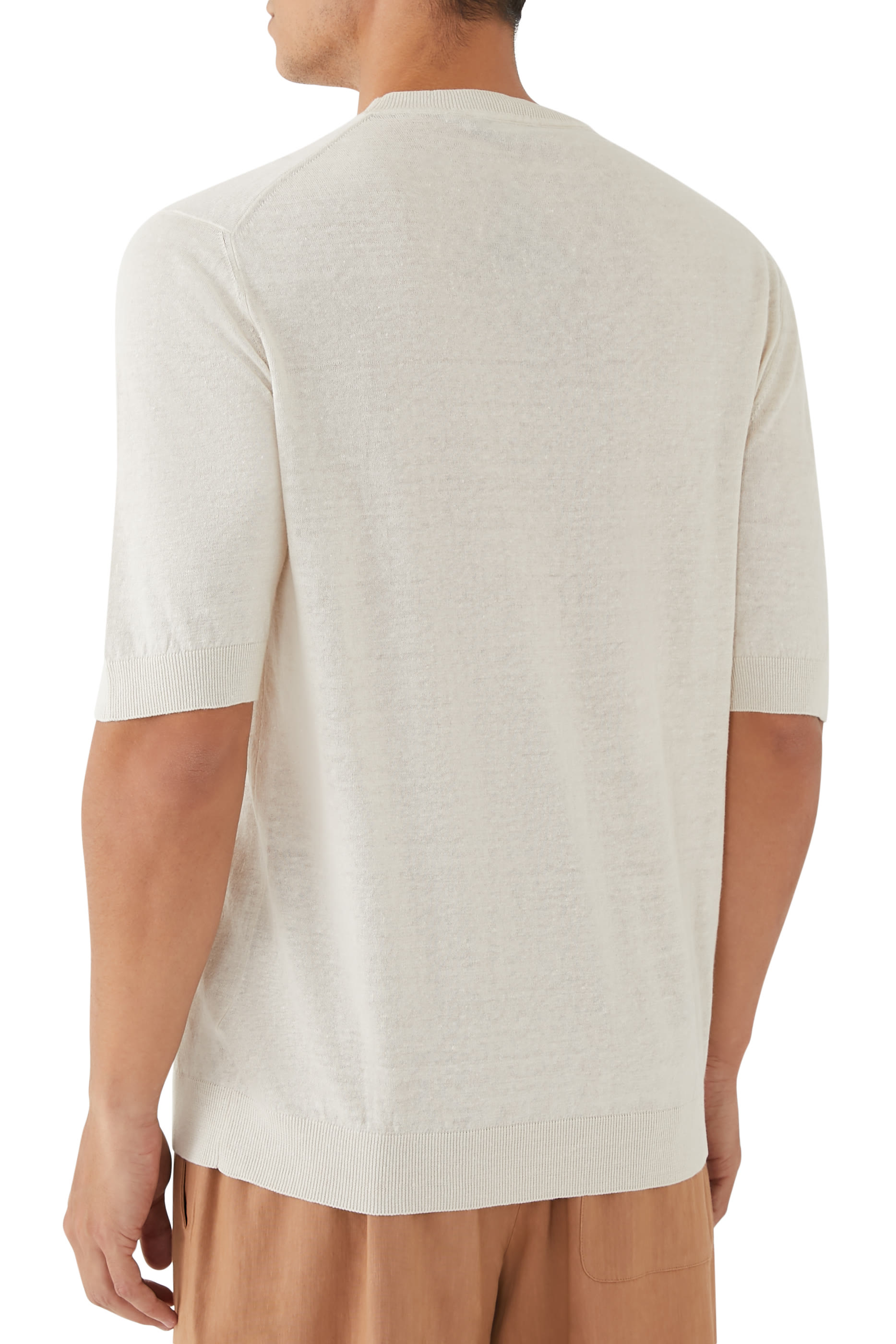 تيشيرت قطن وكتان بقصة ضيقة