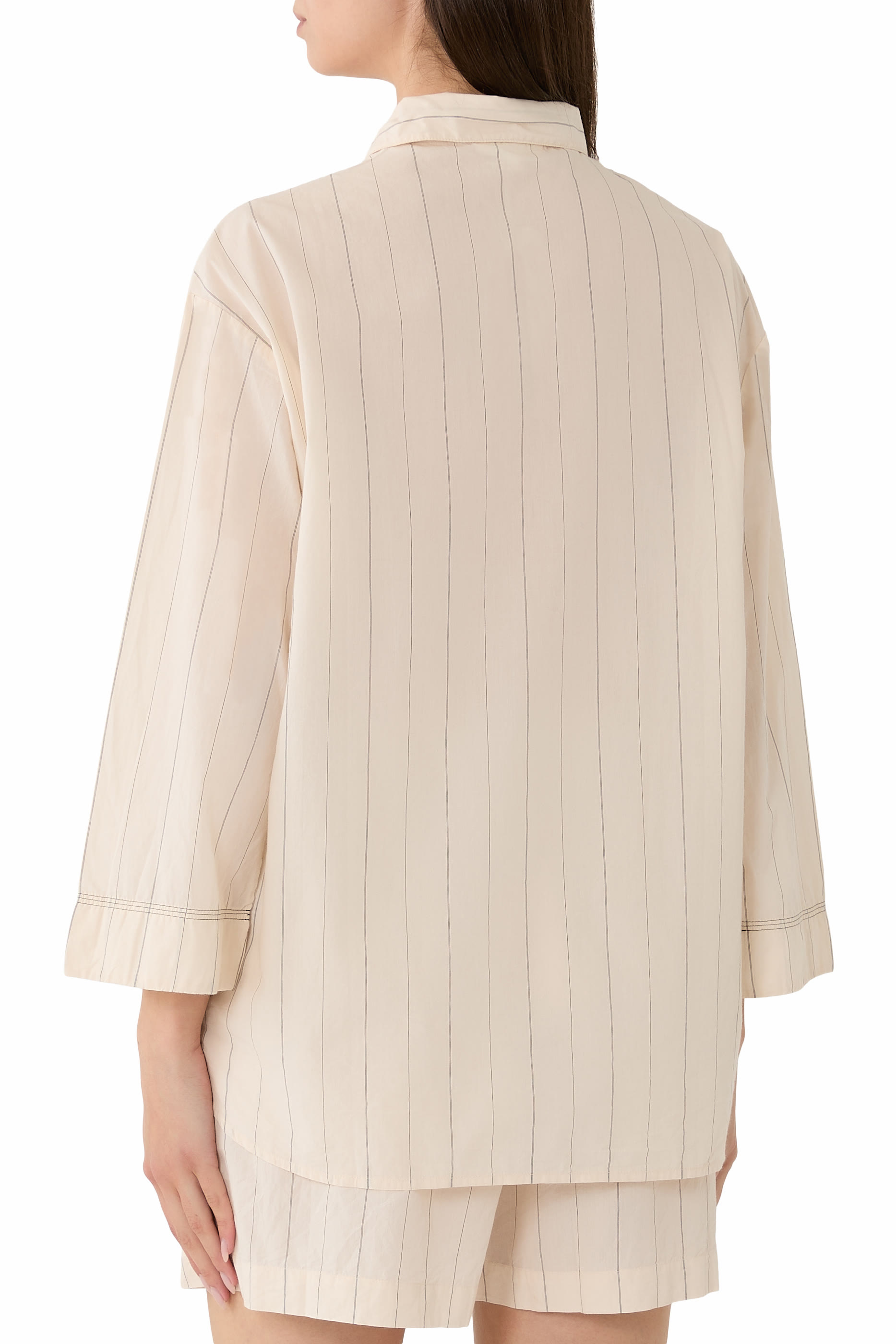 قميص بيجامة مخطط بقصة مريحة قطن عضوي