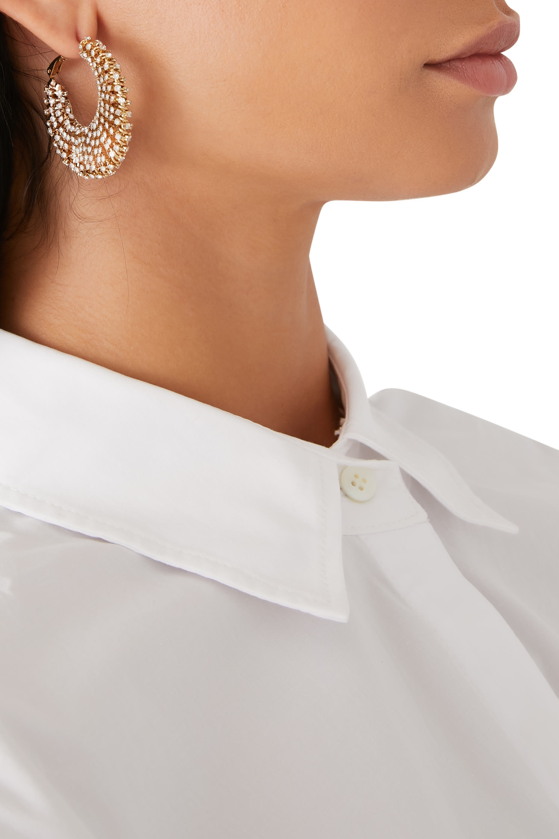 أقراط إيزيا مرصعة بالكريستال معدن مطلي بالذهب