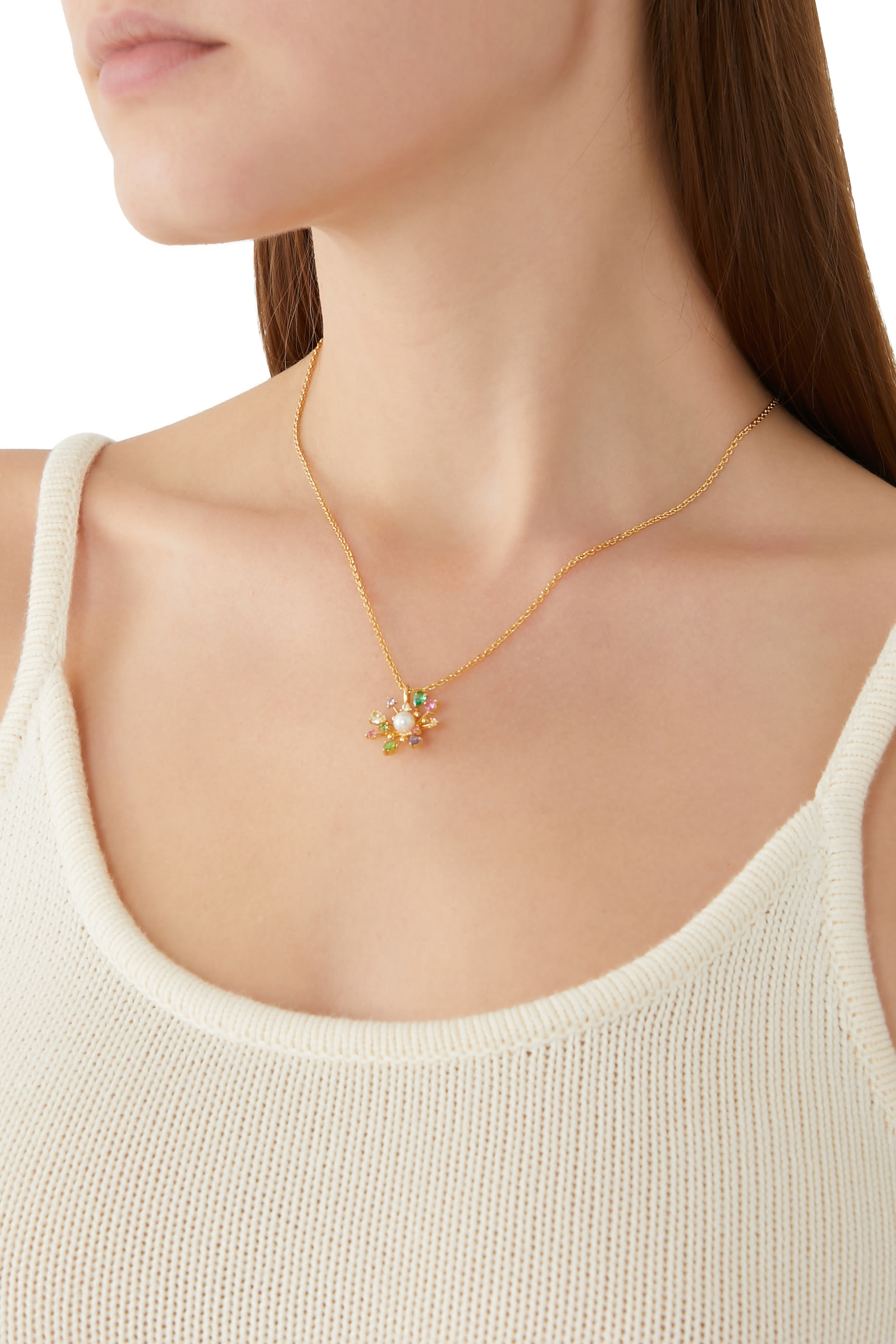 قلادة بلوم ان كولر بدلاية صغيرة مرصعة بأحجار زركونيا مكعبة معدن مطلي