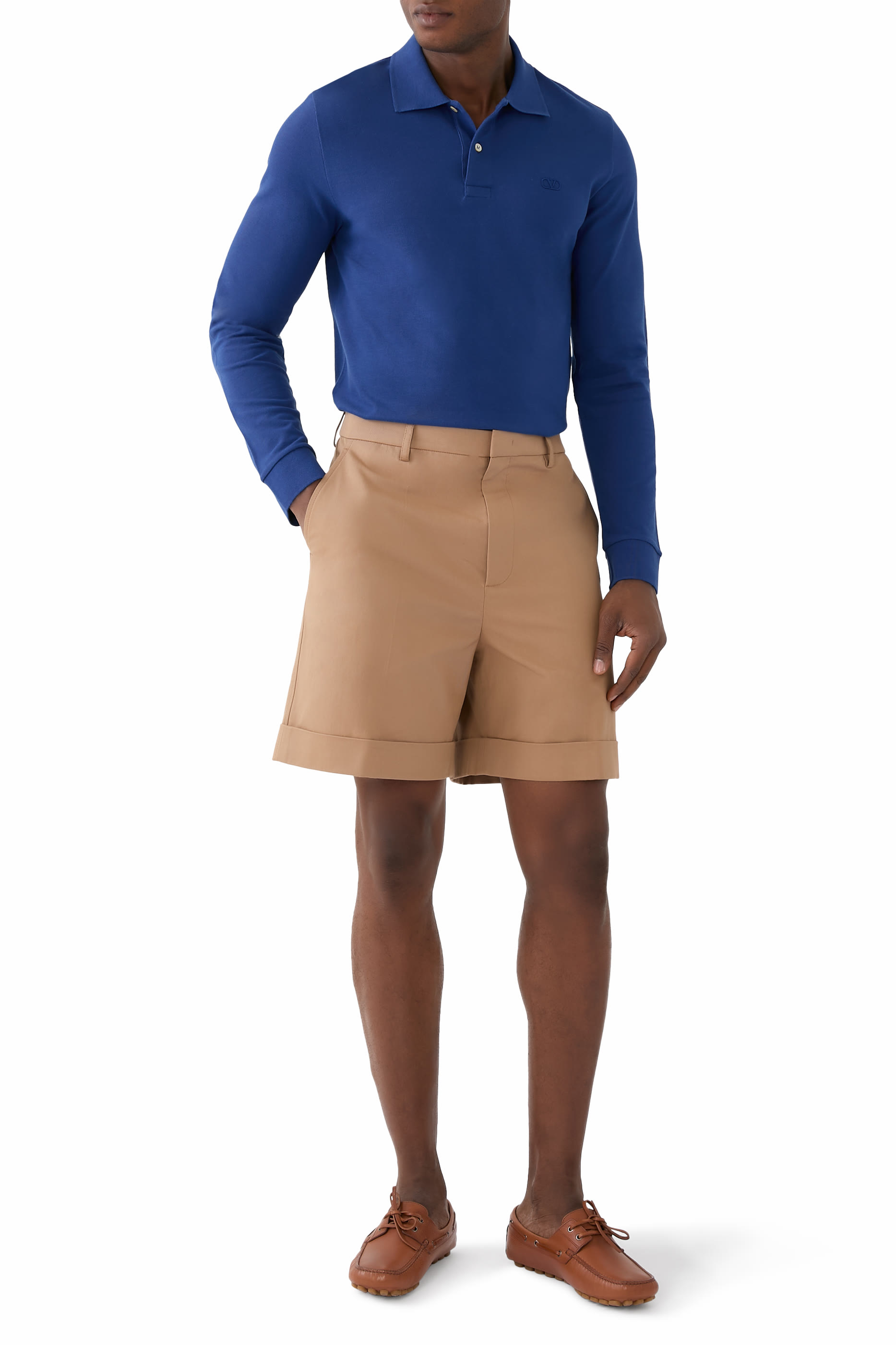 قميص بولو مطرز بشعار الماركة قطن