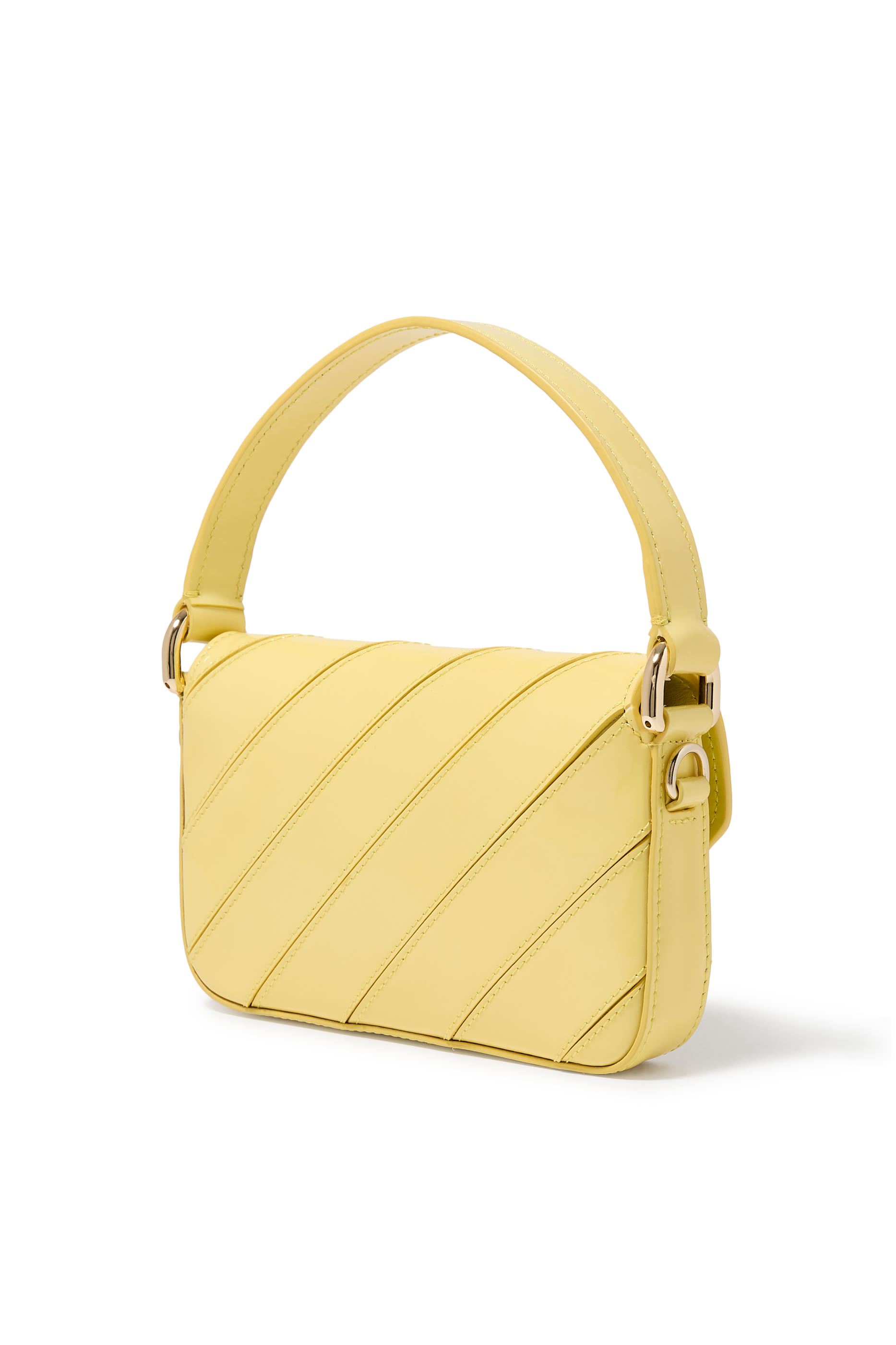 حقيبة كتف صغيرة جلد لامع بتصميم مموج