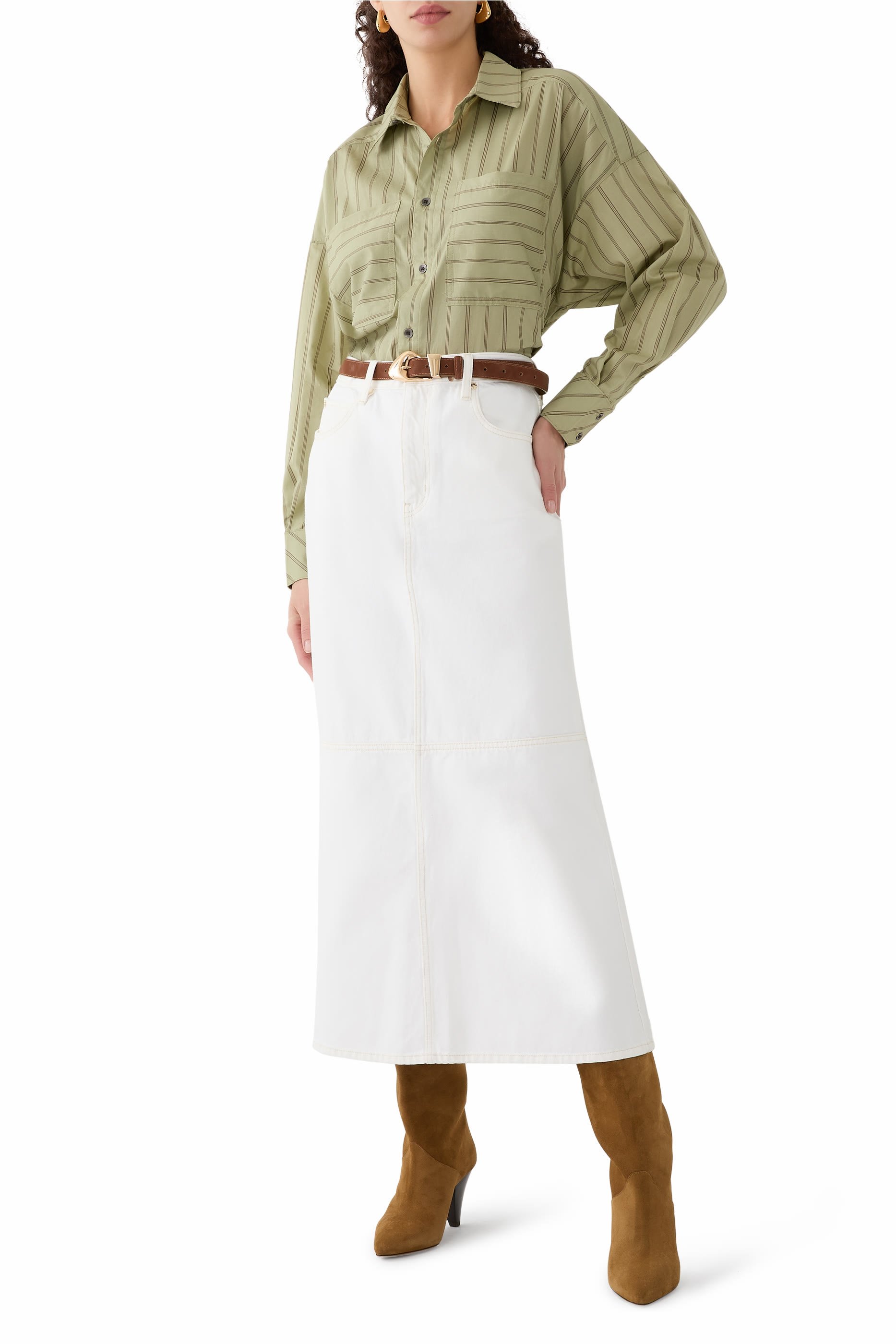 قميص مايا مخطط بأكمام طويلة