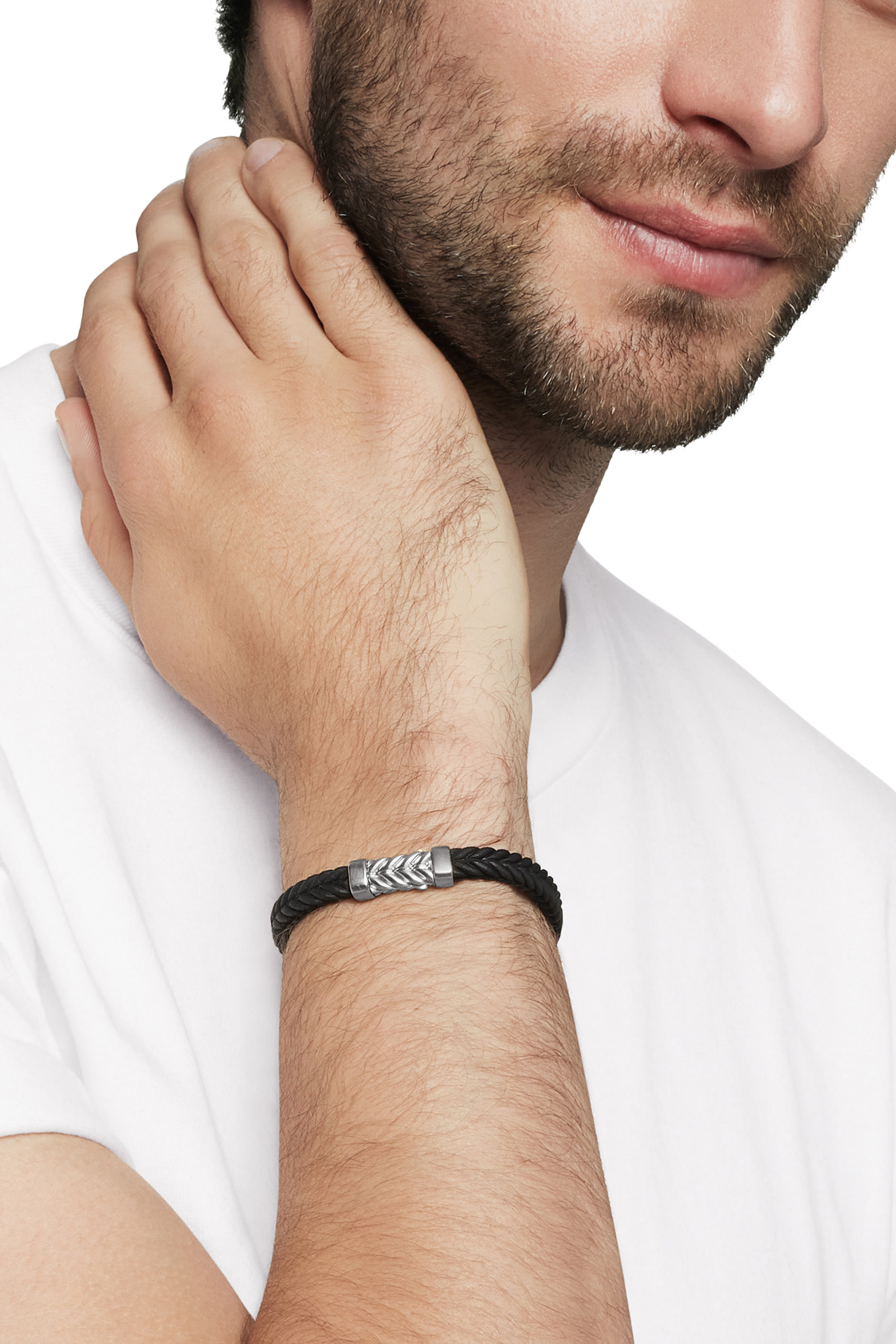 سوار بنمط شيفرون، مطاط أسود وفضة استرلينية