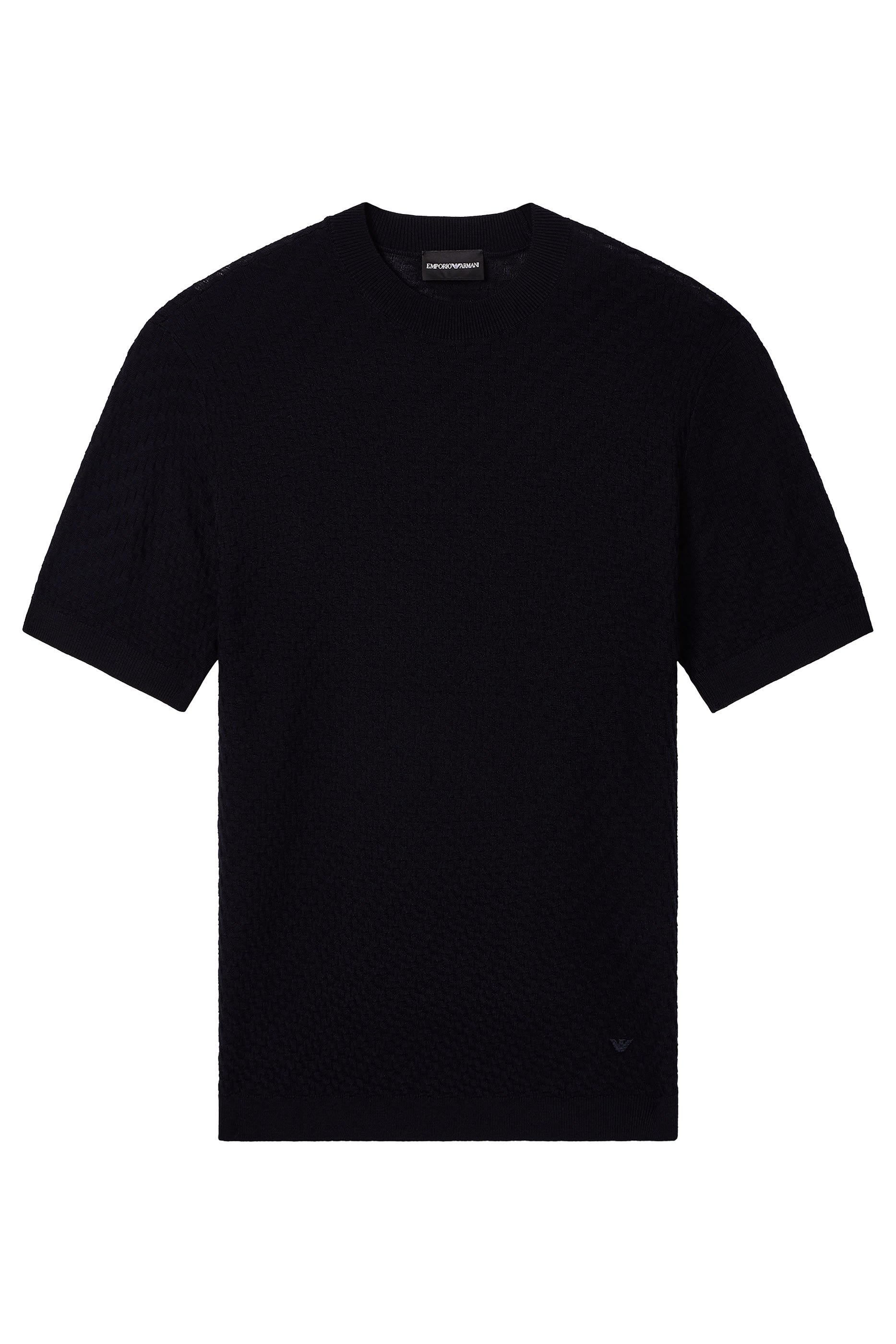 تيشيرت منسوج بأكمام قصيرة ونقشة هرينج بون