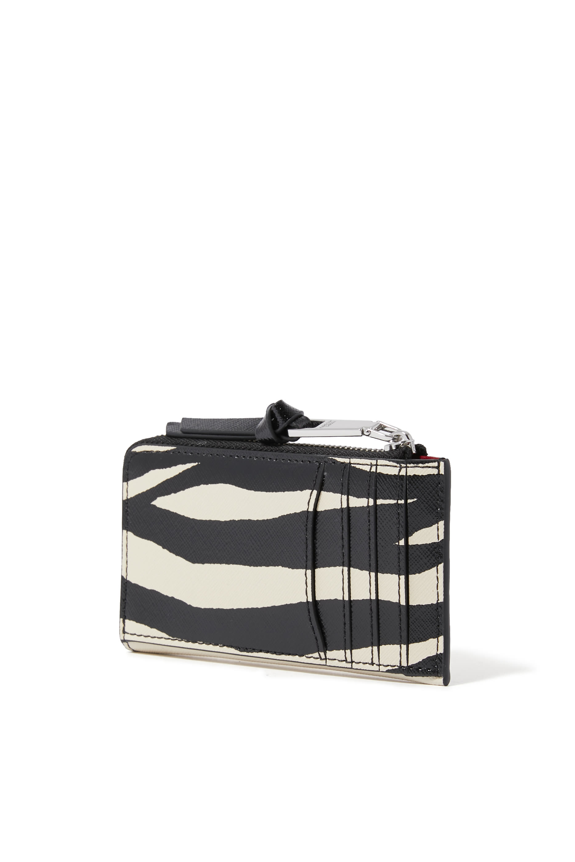 محفظة بفتحات عدة وسحاب علوي جلد