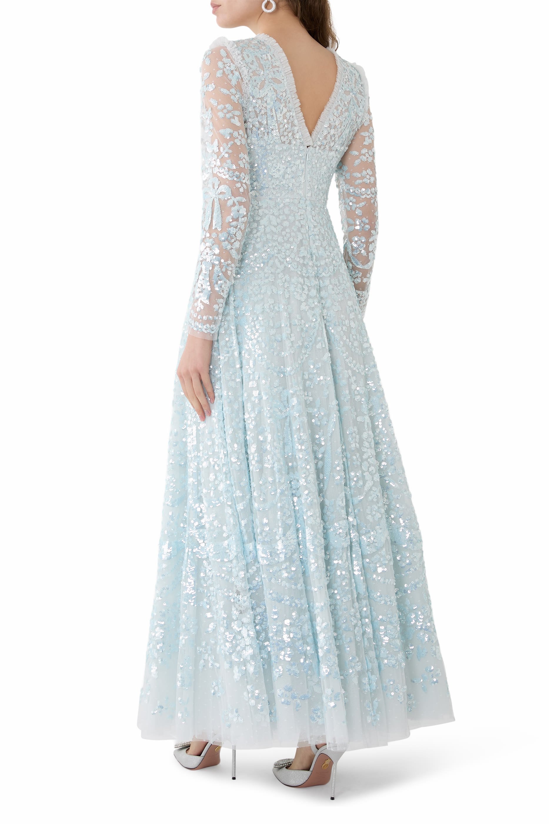 فستان شاندولييه بطول الكاحل بكاب 