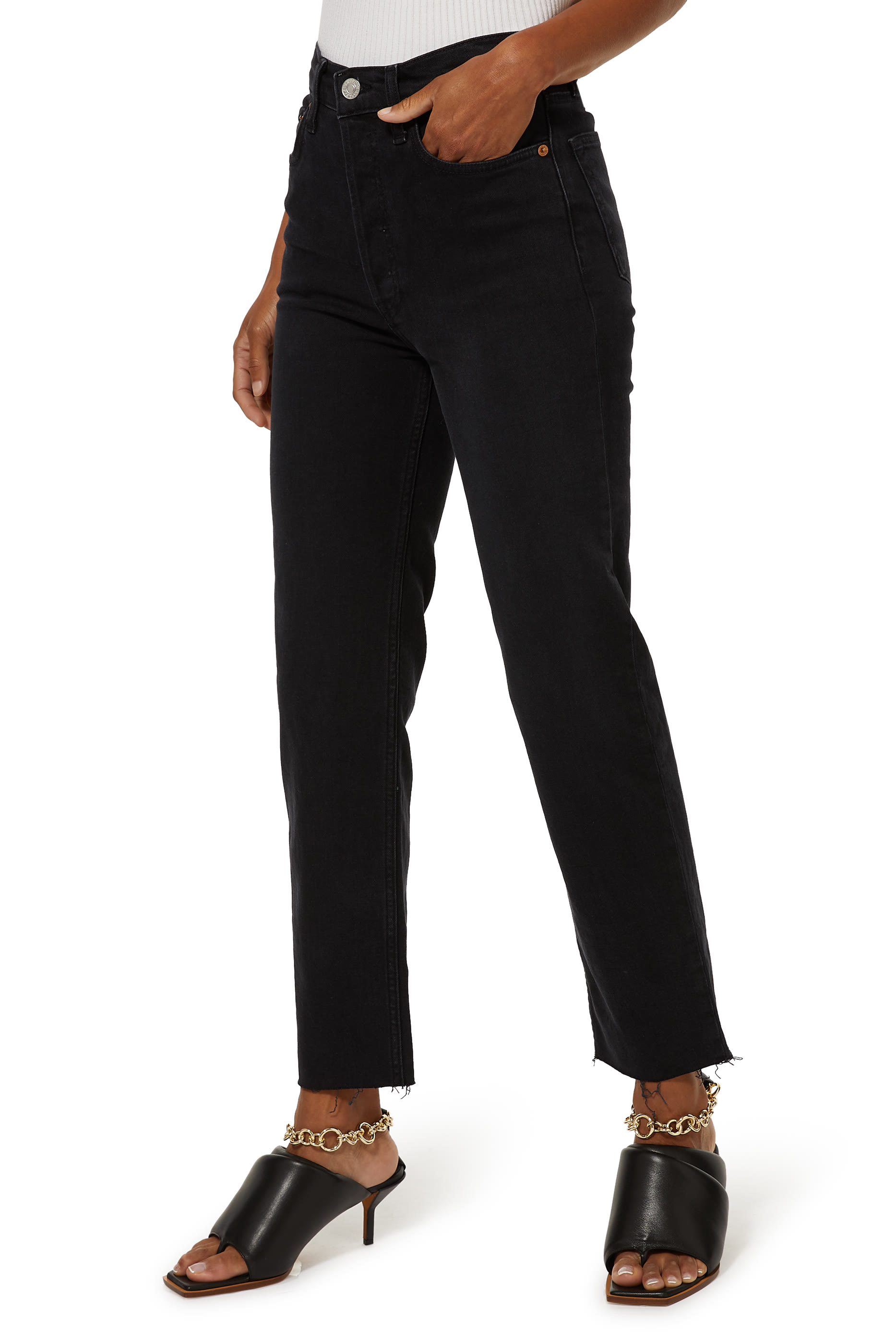 بنطال جينز بخصر مرتفع