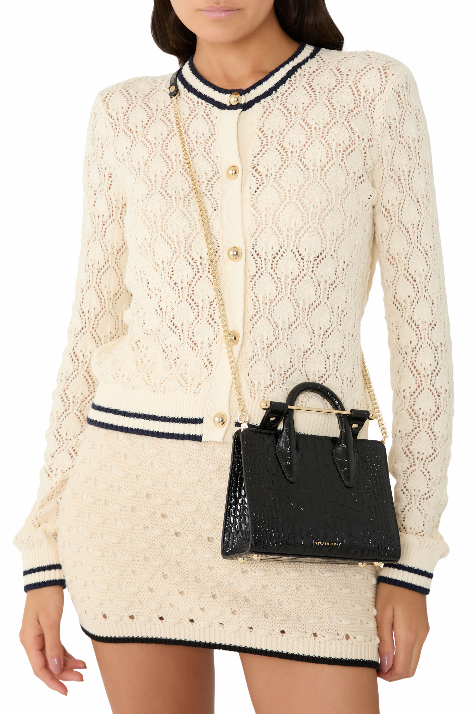 حقيبة نانو بنقشة جلد تمساح ويد علوية