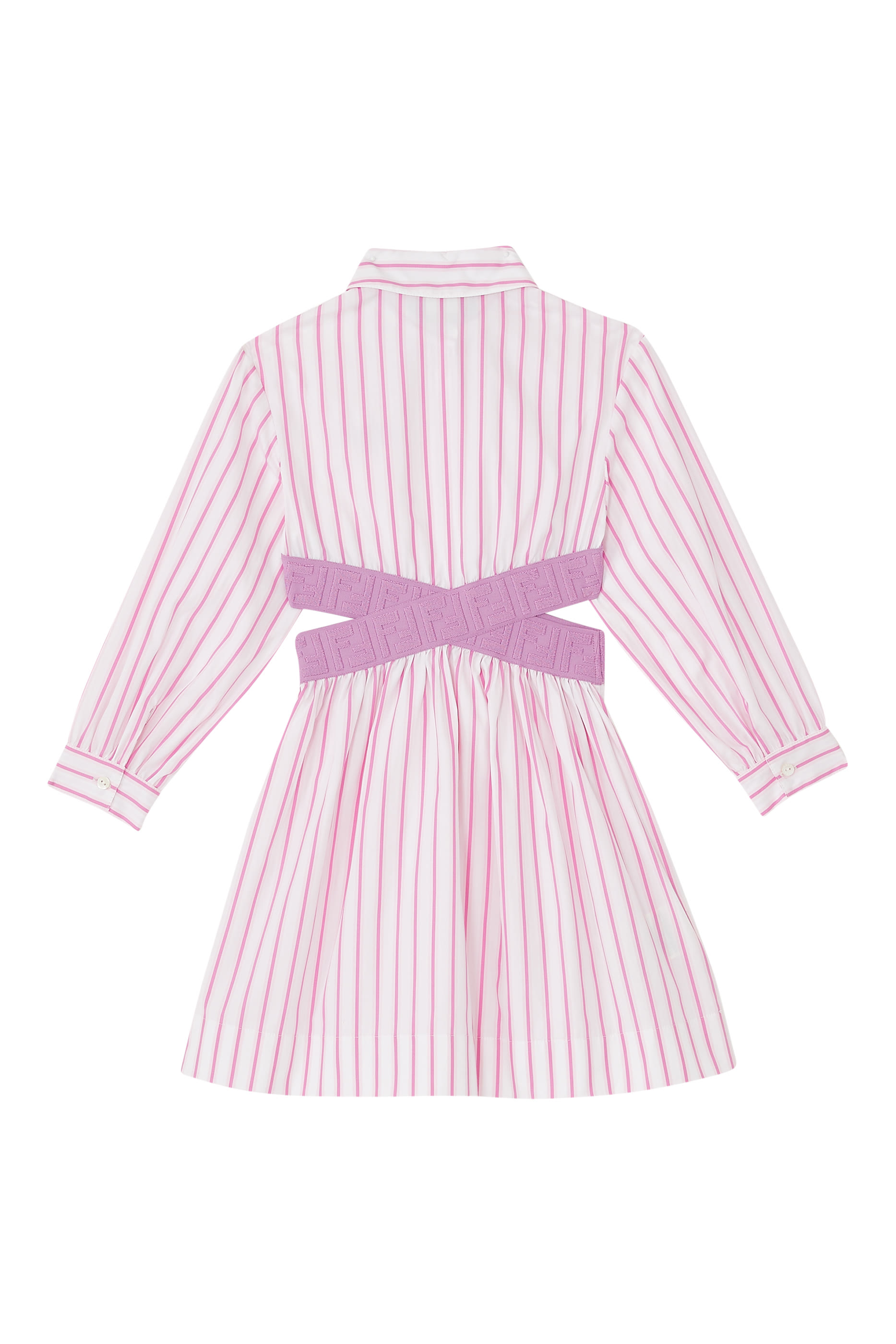 فستان بحزام خصر محفور بشعار الماركة للأطفال