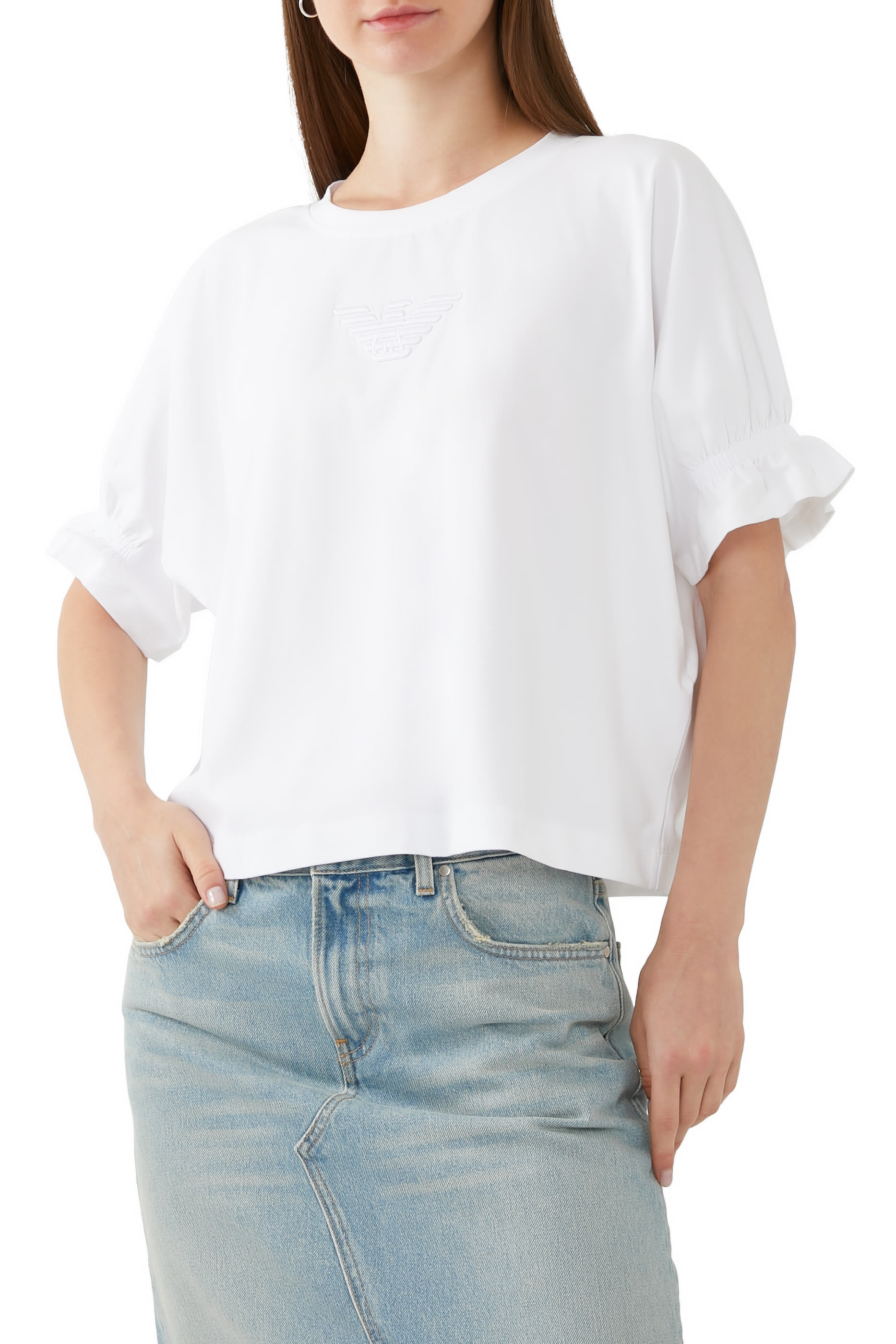 تيشيرت ايه اس في بشعار الماركة المطرز جيرسيه عضوي مطاطي