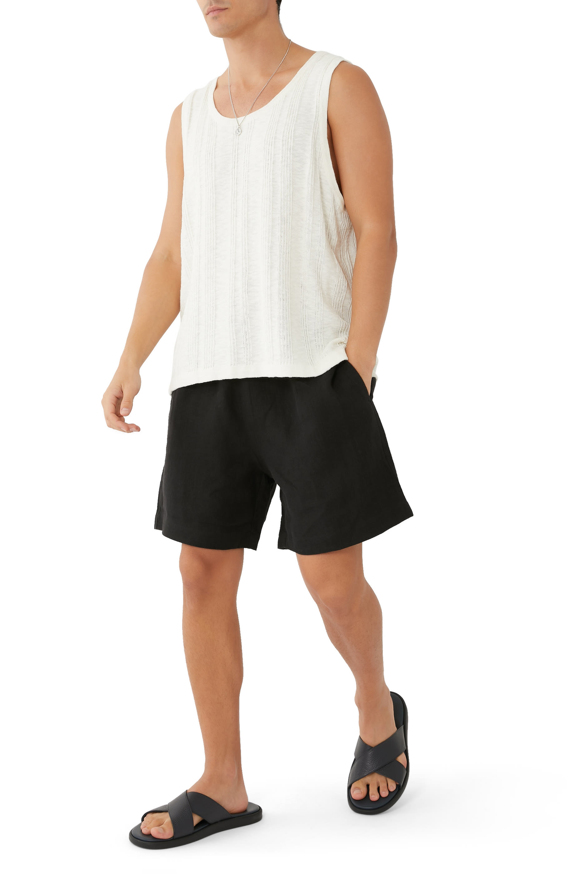 بلوزة بلا أكمام نسيج بارز الملمس